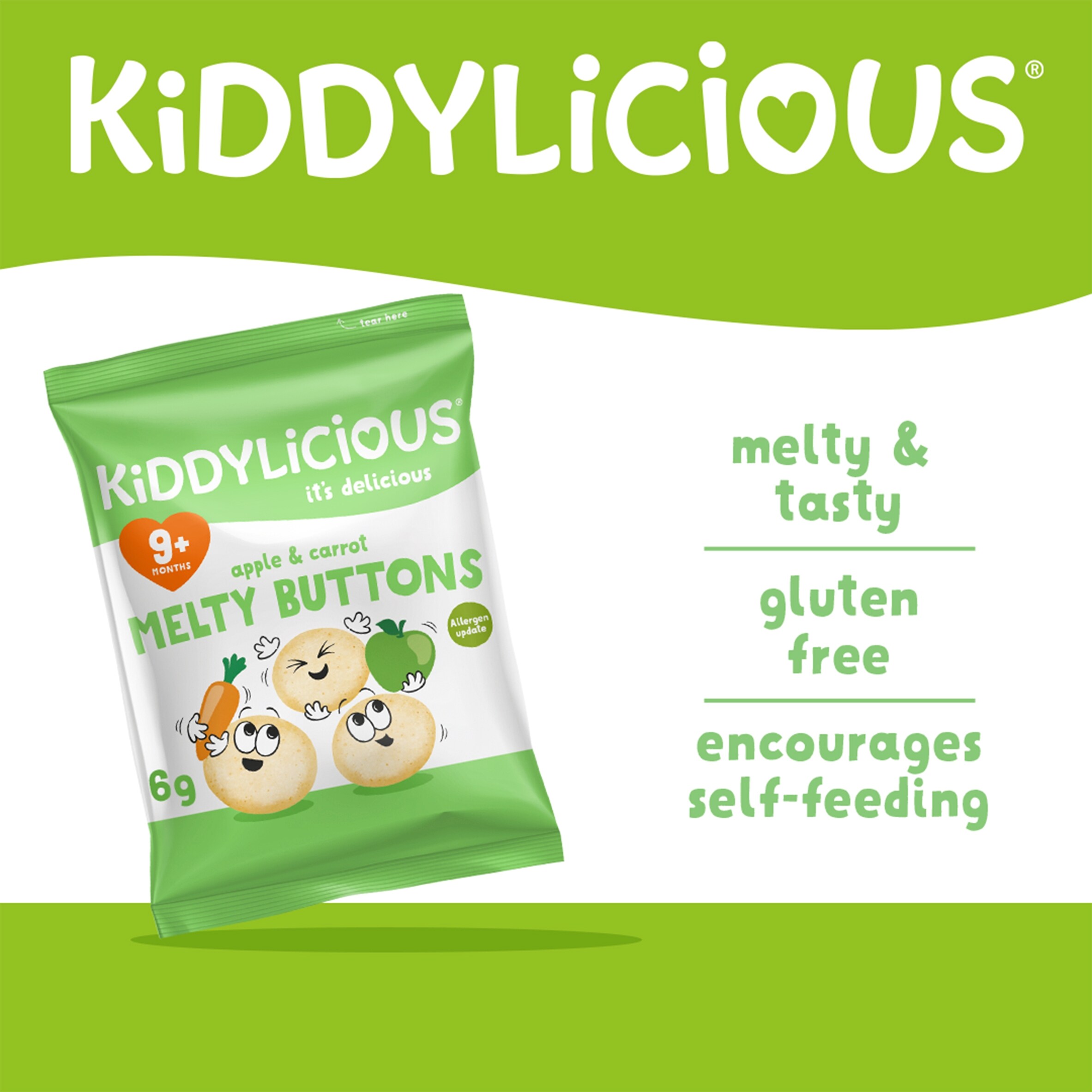 Kiddylicious Apple & Carrot Melty Buttons 5x6g thumbnail 2