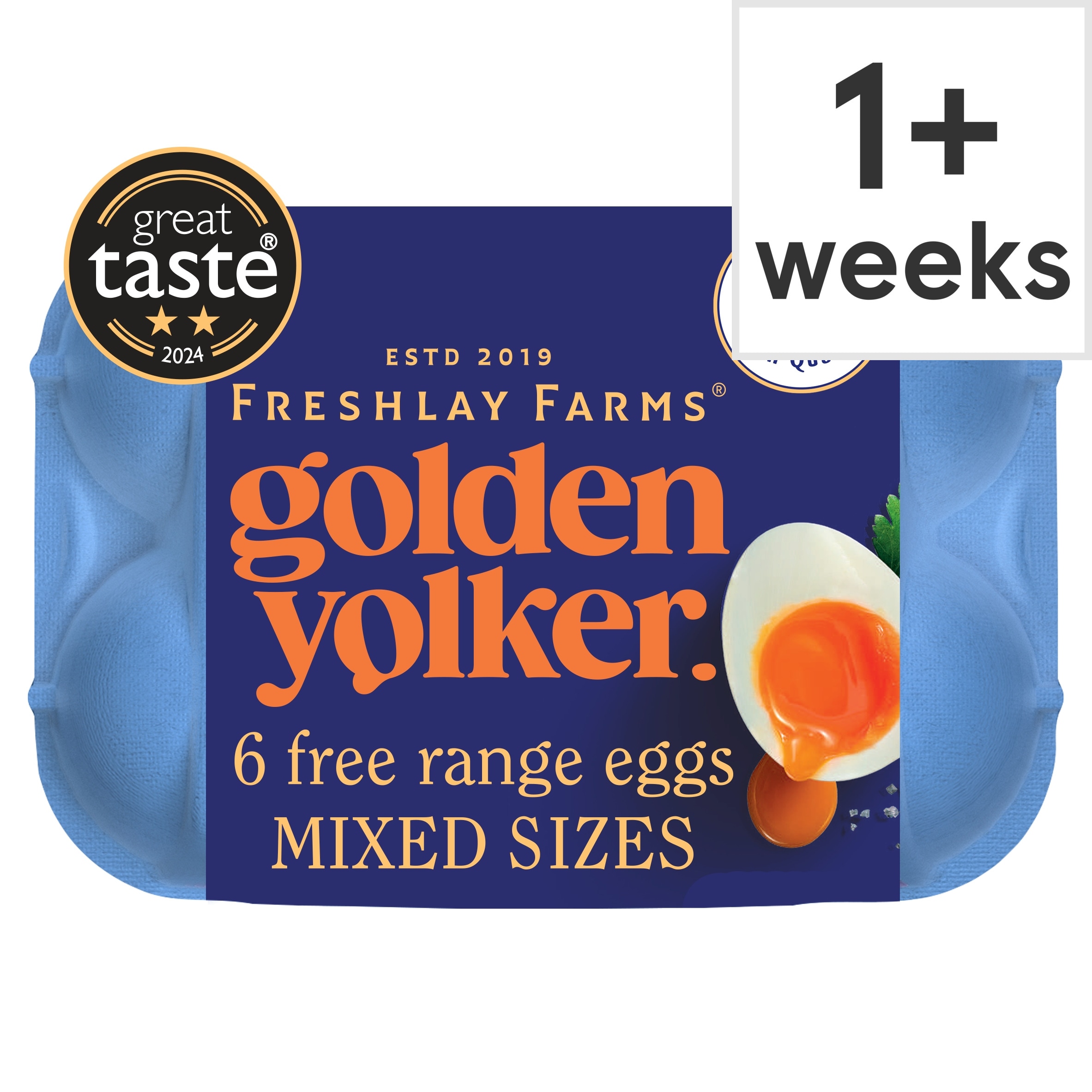 Freshlay Golden Yolks 6 Free Range Mixed Weight 328G