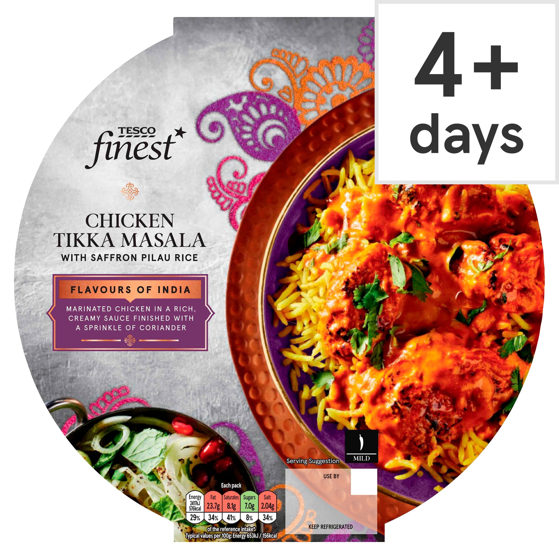 Tesco Finest Chicken Tikka Masala Saffron Pilau Rice 400G