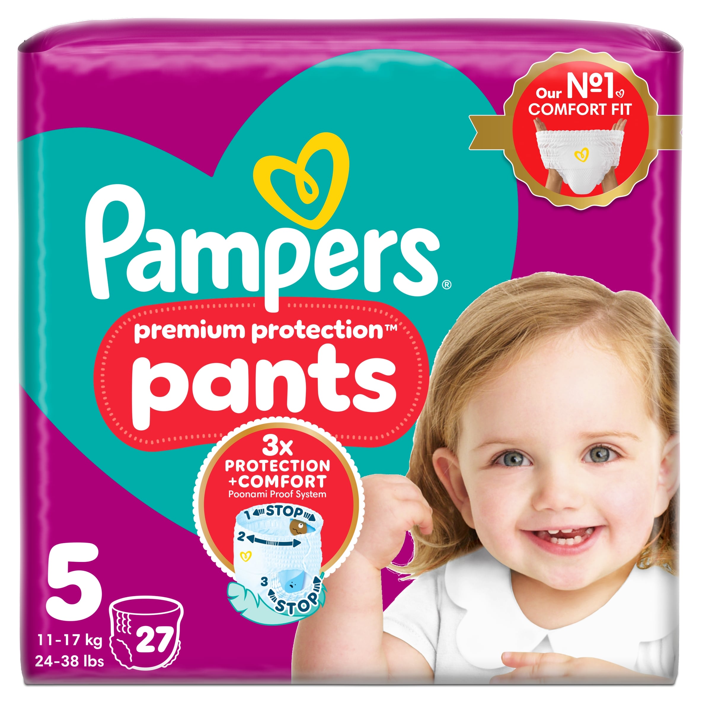 Pampers Premium Protection Nappy Pants Size 5 27 Pack
