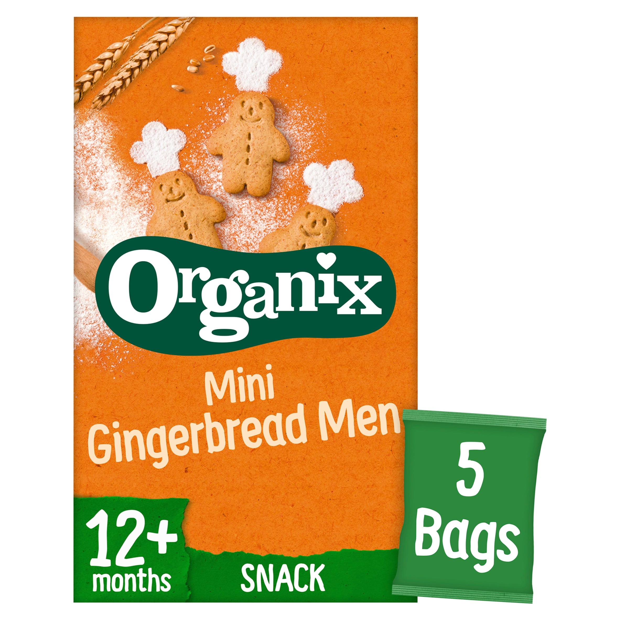 Organix Mini Gingerbread Men Biscuits Toddler Snacks Multipack 12 months+
