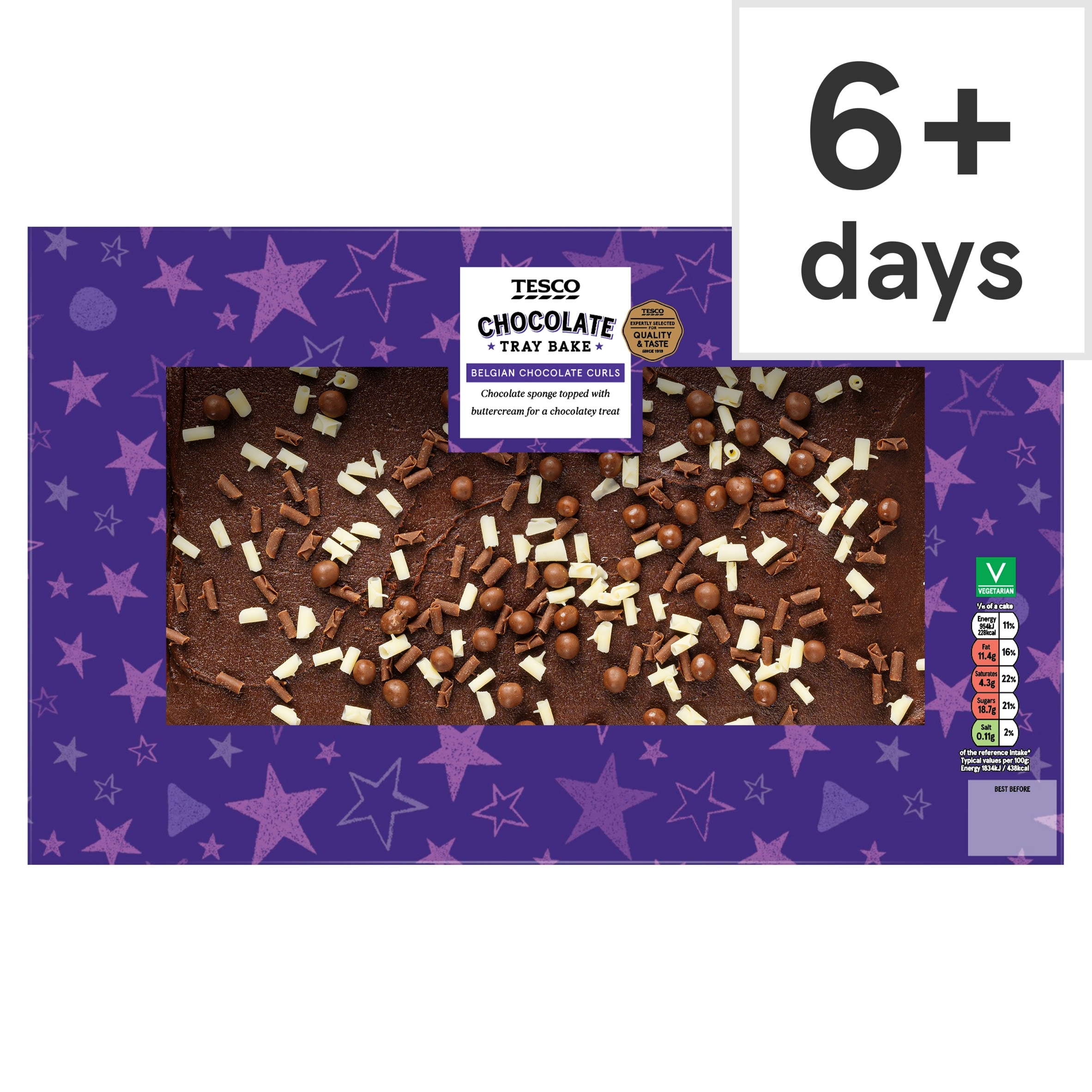 Tesco Chocolate Tray Bake - Belgian Chocolate Curls