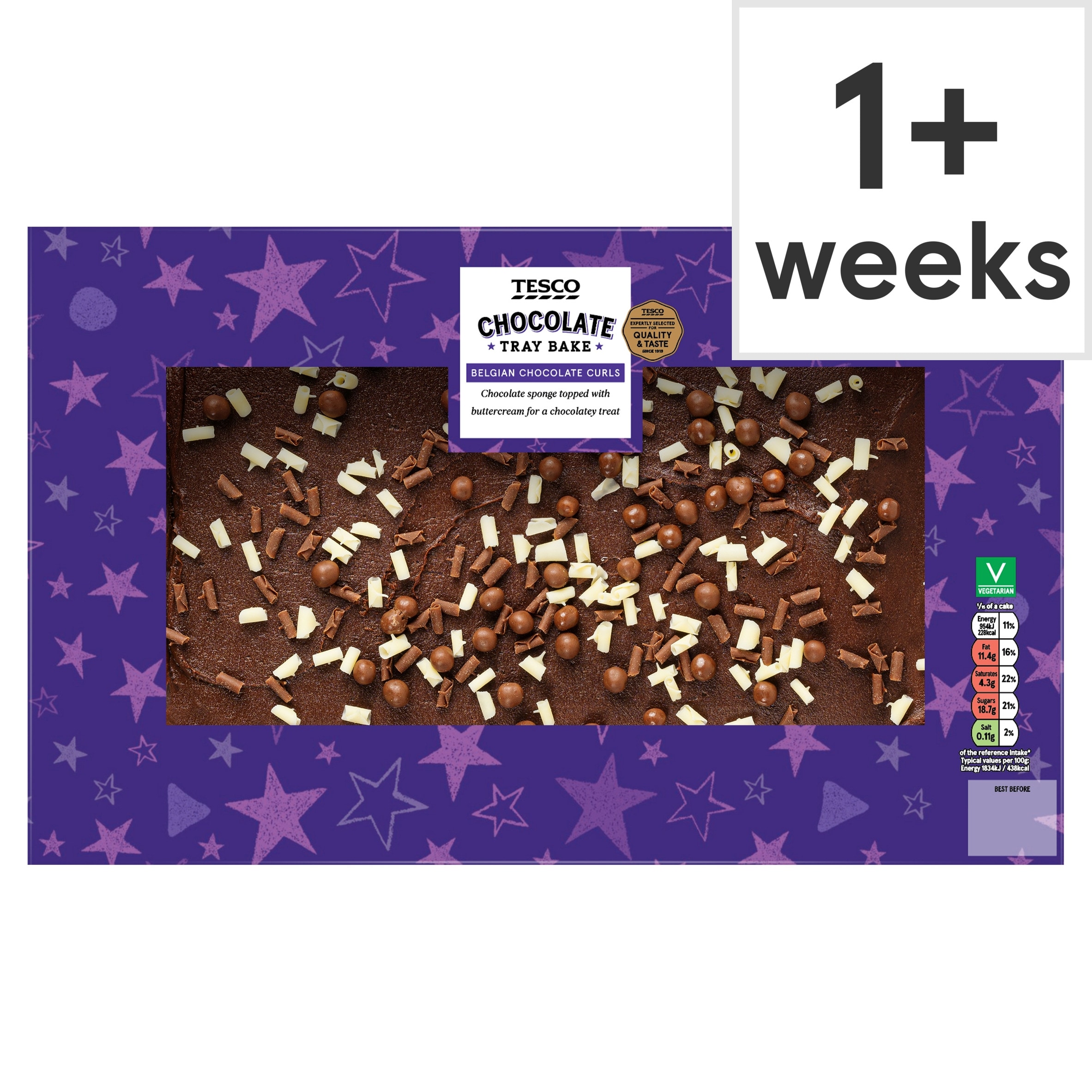 Tesco Chocolate Tray Bake - Belgian Chocolate Curls