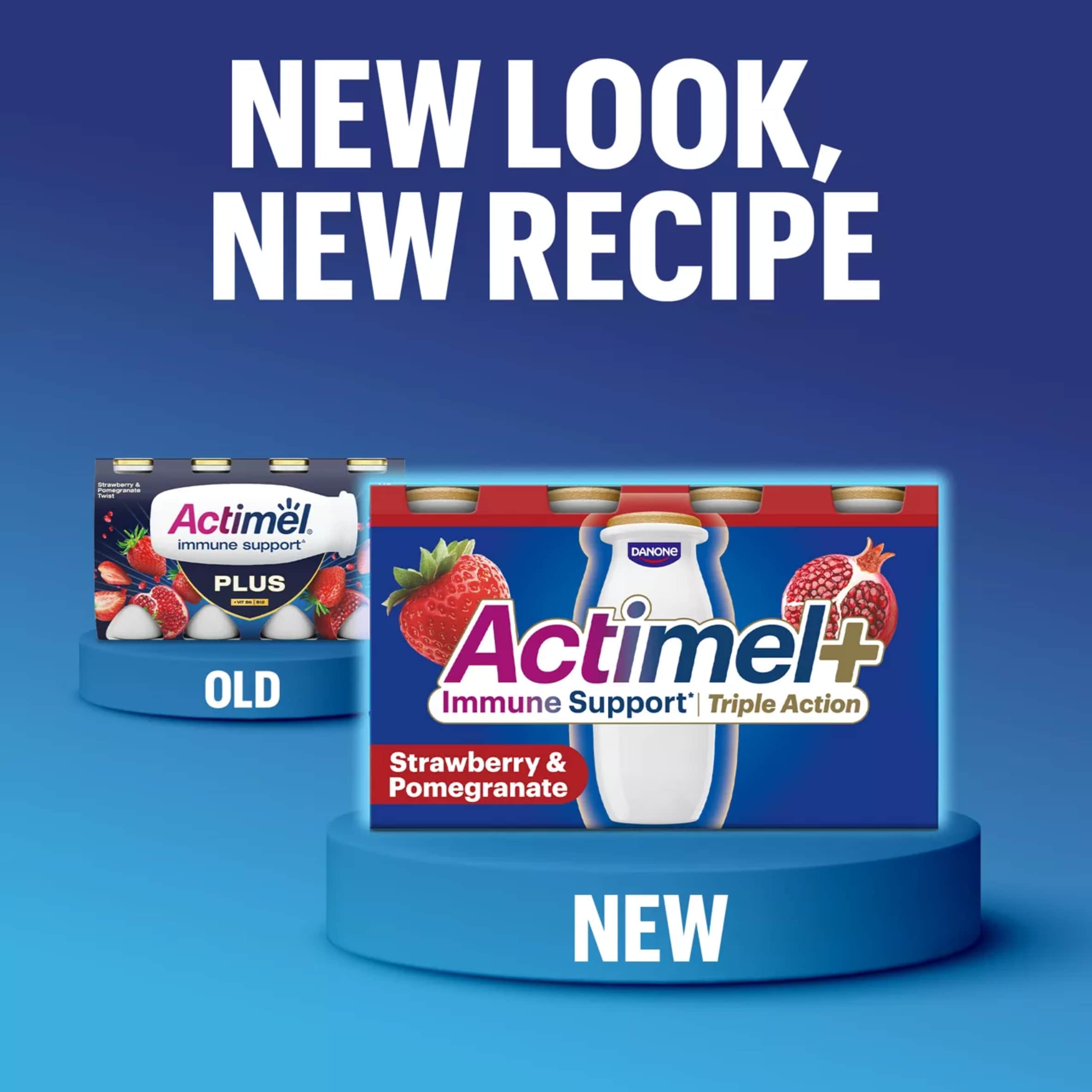 Actimel+ Triple Action 100% Vitamin D Strawberry & Pomegranate Yoghurt Drink 8x100g thumbnail 3