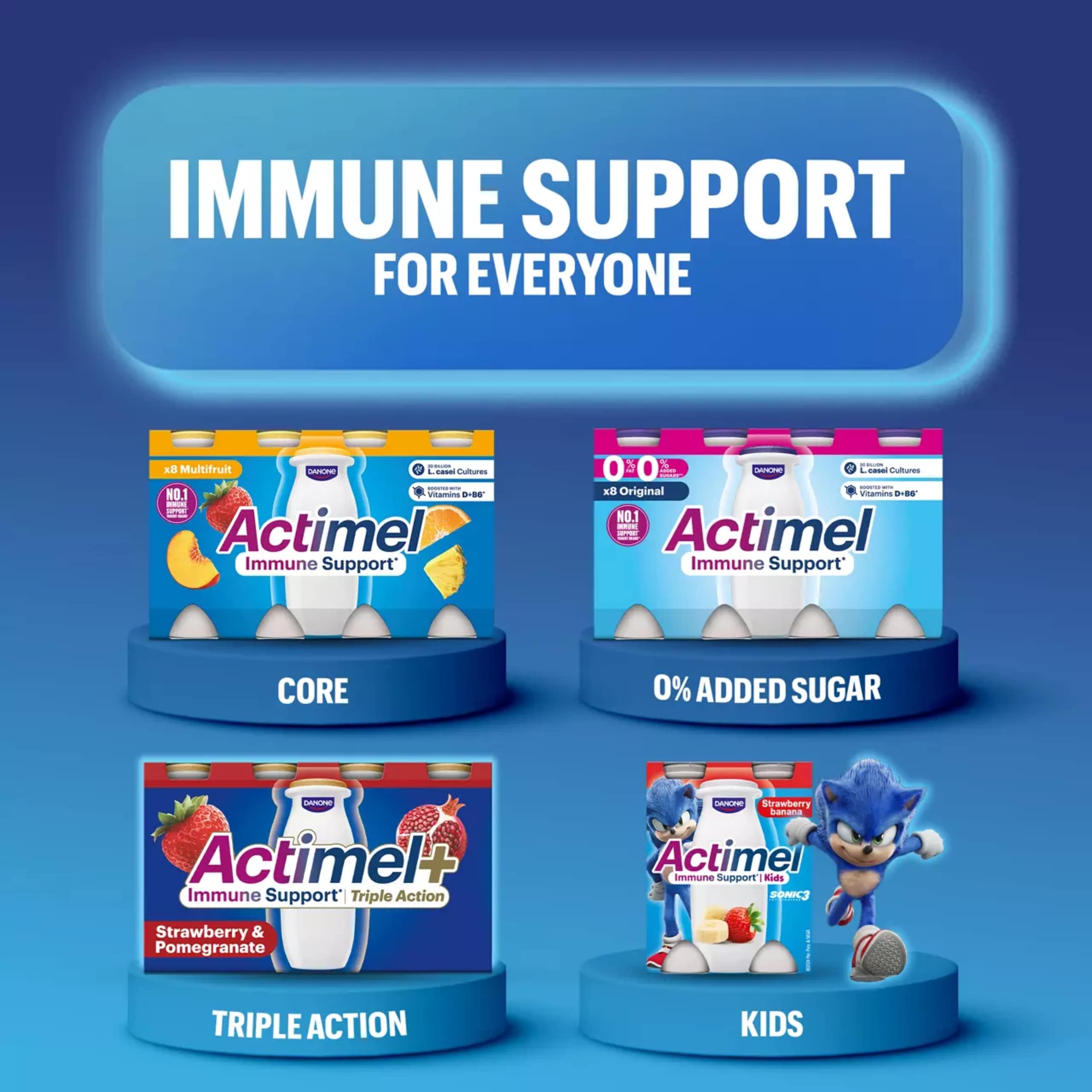 Actimel+ Triple Action 100% Vitamin D Strawberry & Pomegranate Yoghurt Drink 8x100g thumbnail 5
