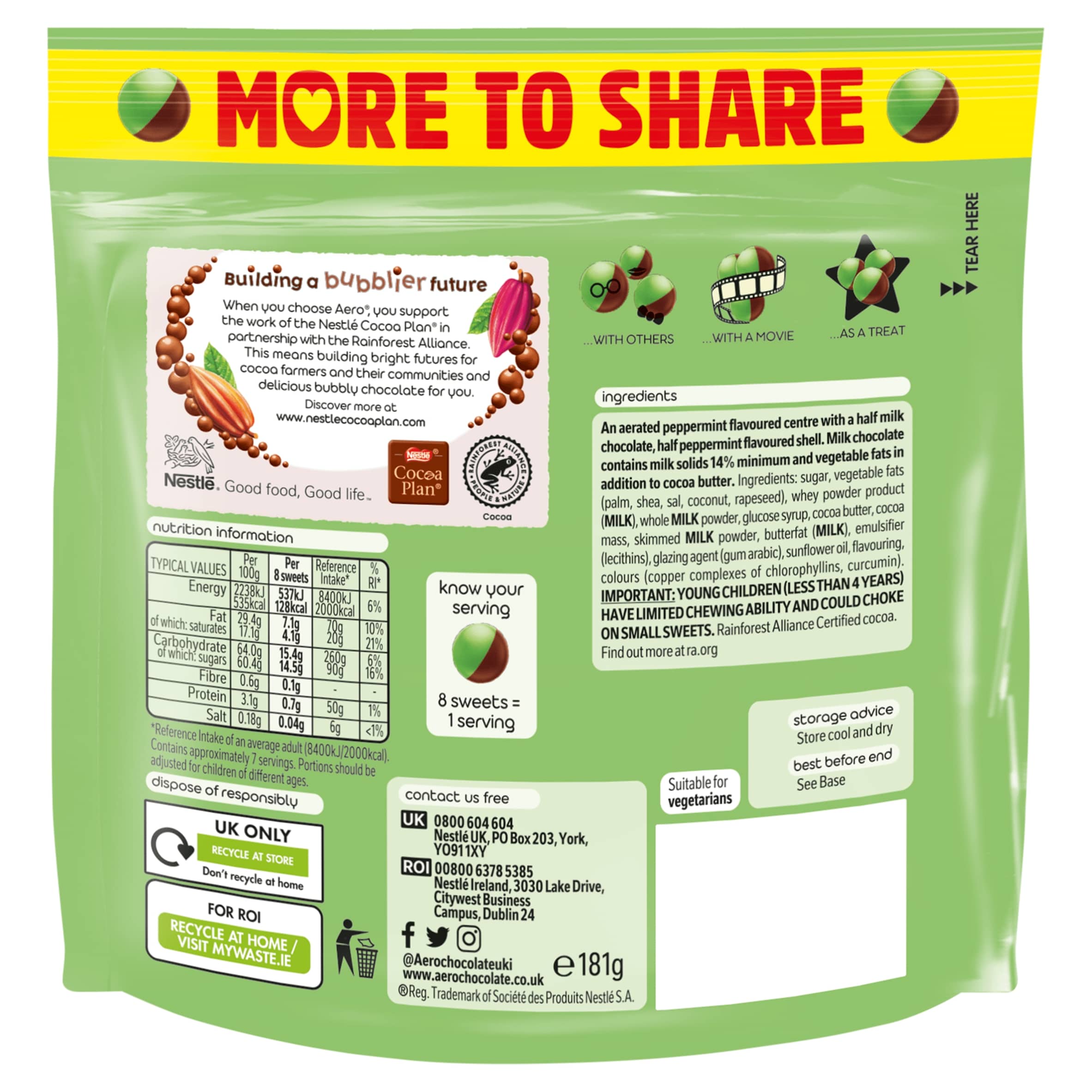 Aero Bubbles Peppermint Share Bag 181g  thumbnail 3