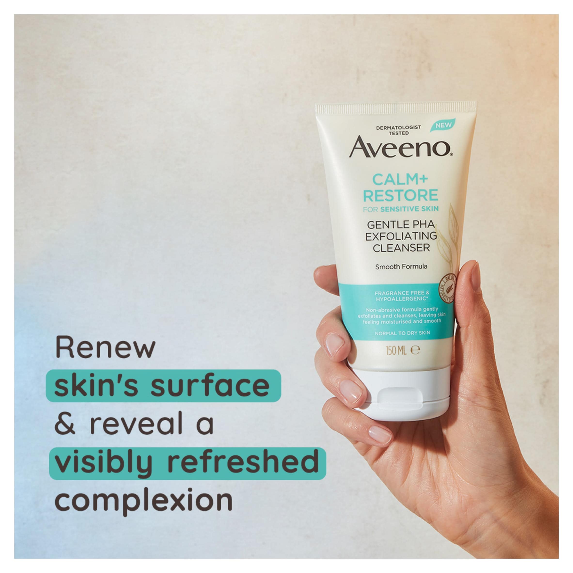 Aveeno Face CALM & RESTORE Gentle Exfoliating Face Scrub Wash 150ml thumbnail 2