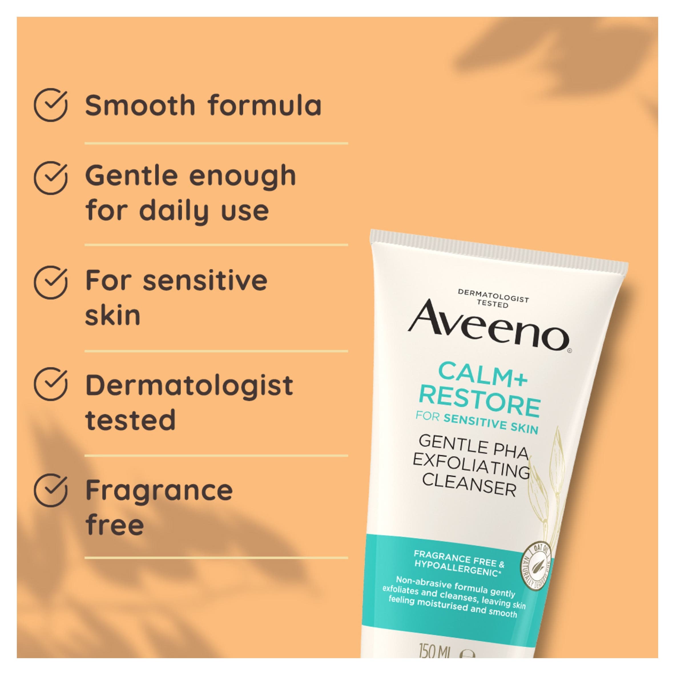 Aveeno Face CALM & RESTORE Gentle Exfoliating Face Scrub Wash 150ml thumbnail 3