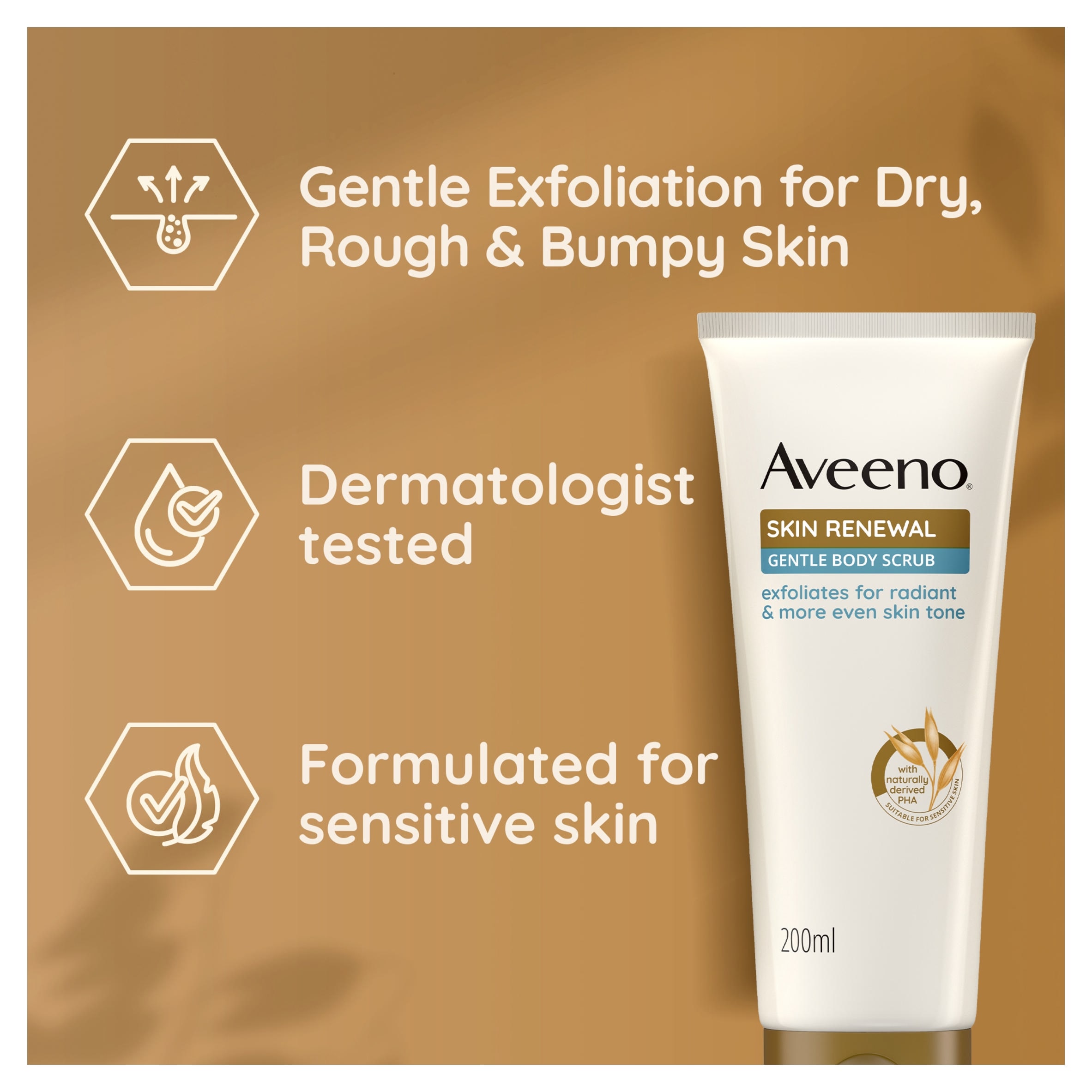 Aveeno Skin Renewal Gentle Body Lotion Scrub Rough & Bumpy Skin 200ml thumbnail 3