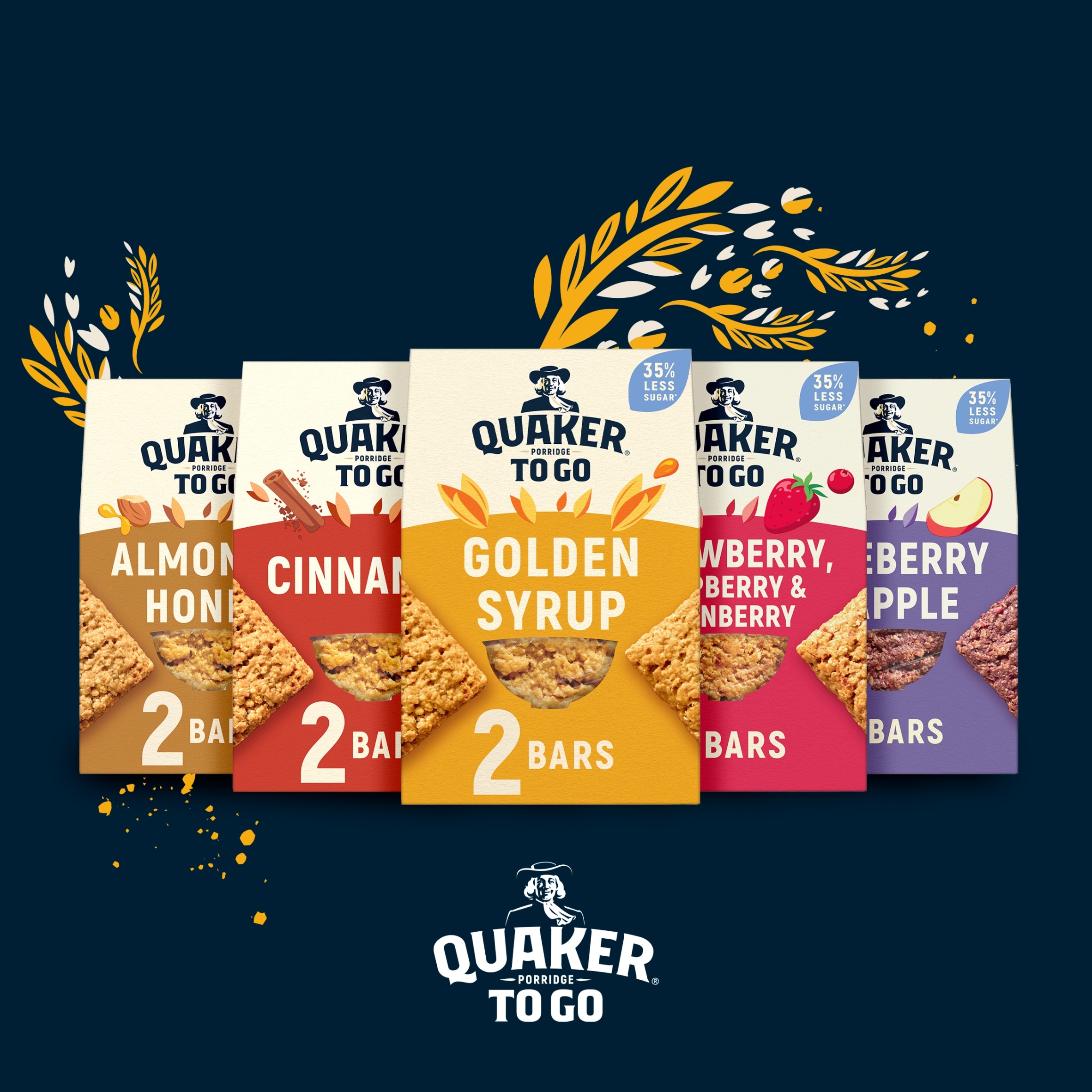 Quaker Porridge To Go Strawberry Raspberry & Cranberry Bars 2X55G thumbnail 2