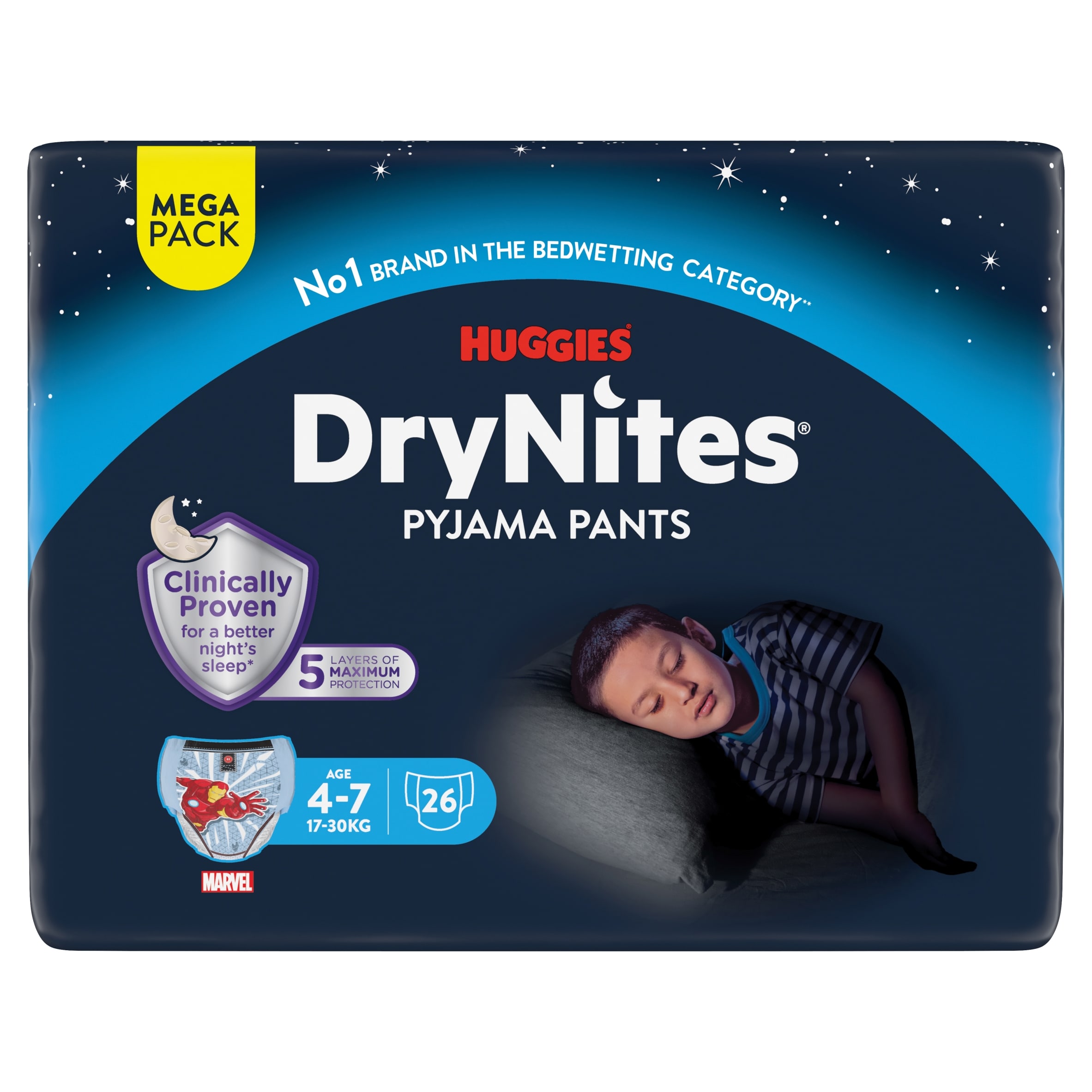 Huggies Drynites Pyjama Pants Boy 4-7 Years 26 Pack