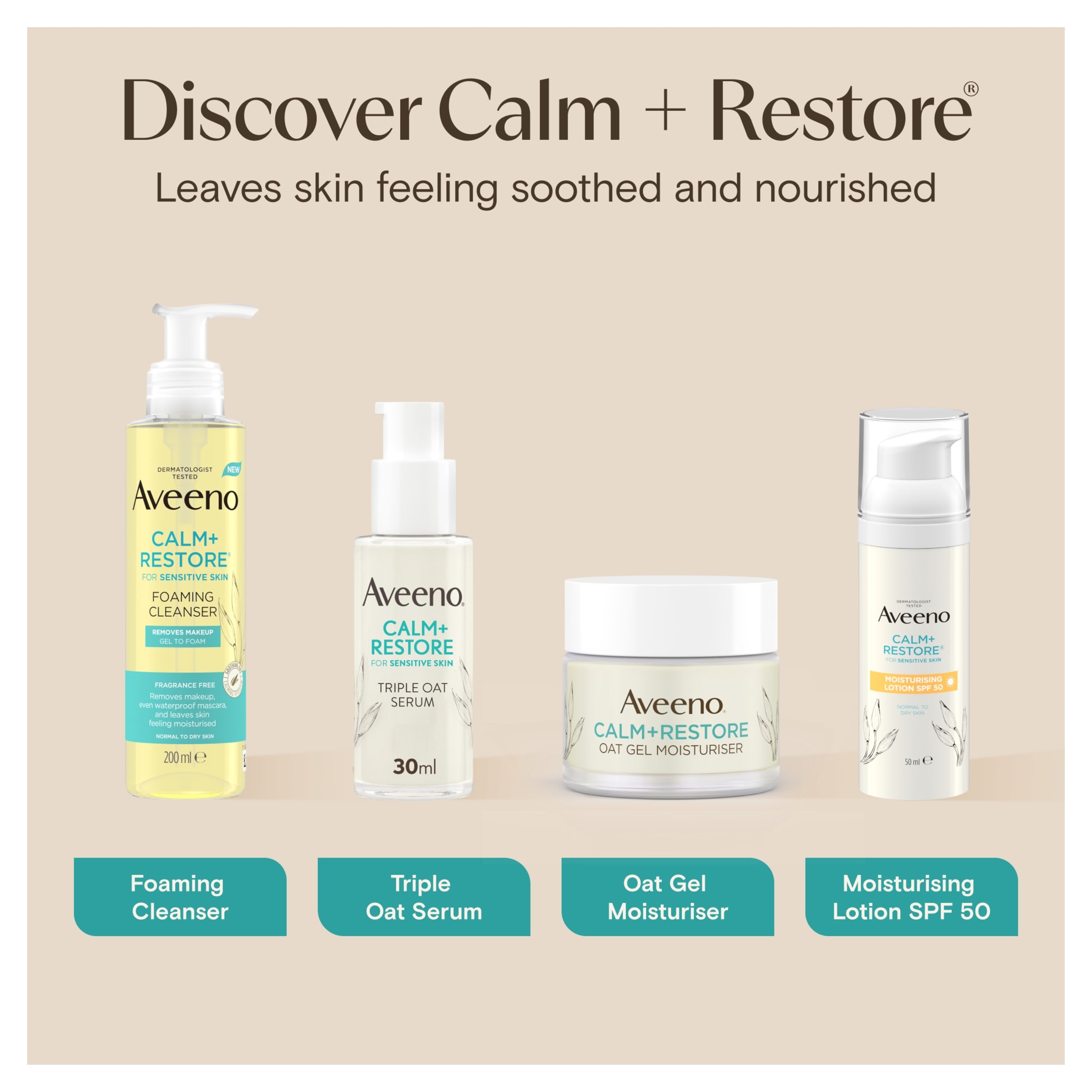 Aveeno Face CALM & RESTORE Ultra Rich Oat Face Cream Moisturiser 50ml thumbnail 3