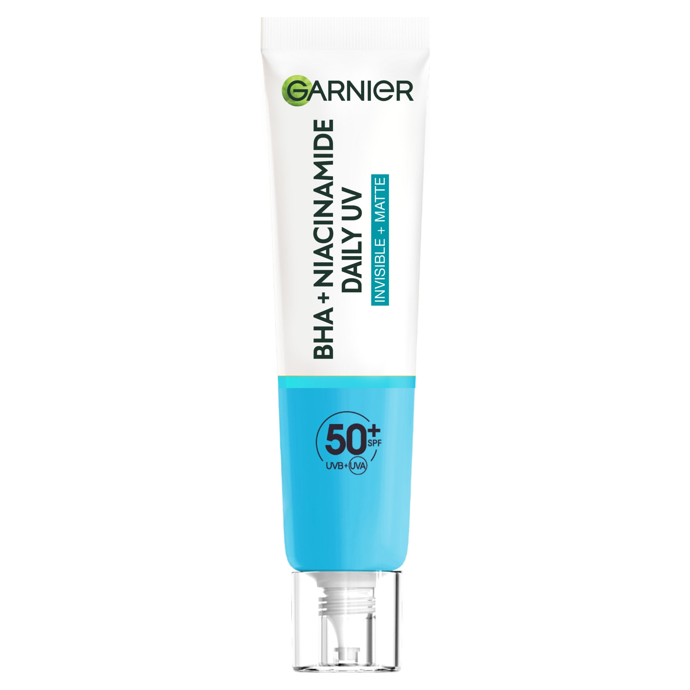Garnier Daily UV Niacinamide, BHA & AHA, Invisible + Matte Fluid SPF50+, All Skin Types, 40ml