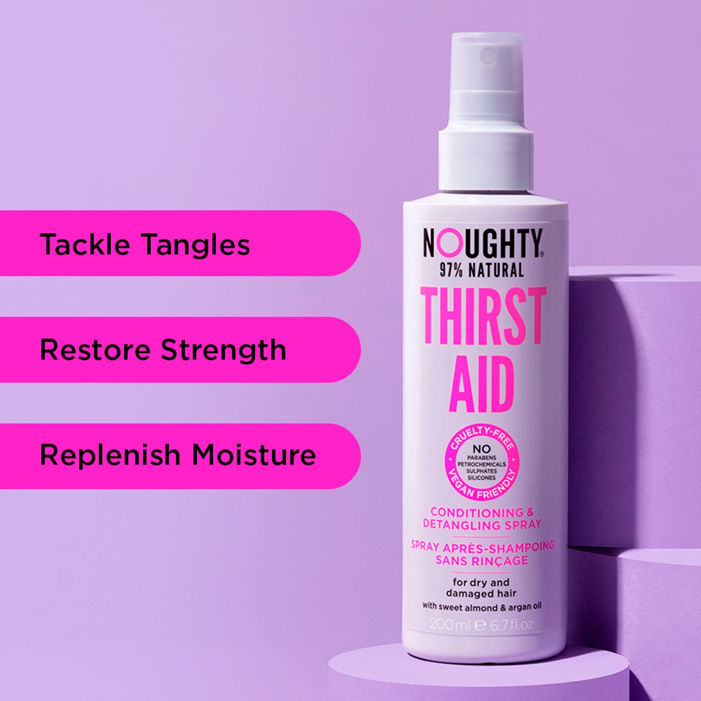 Noughty Thirst Aid Vegan Conditioning & Detangling Spray 200ml thumbnail 2
