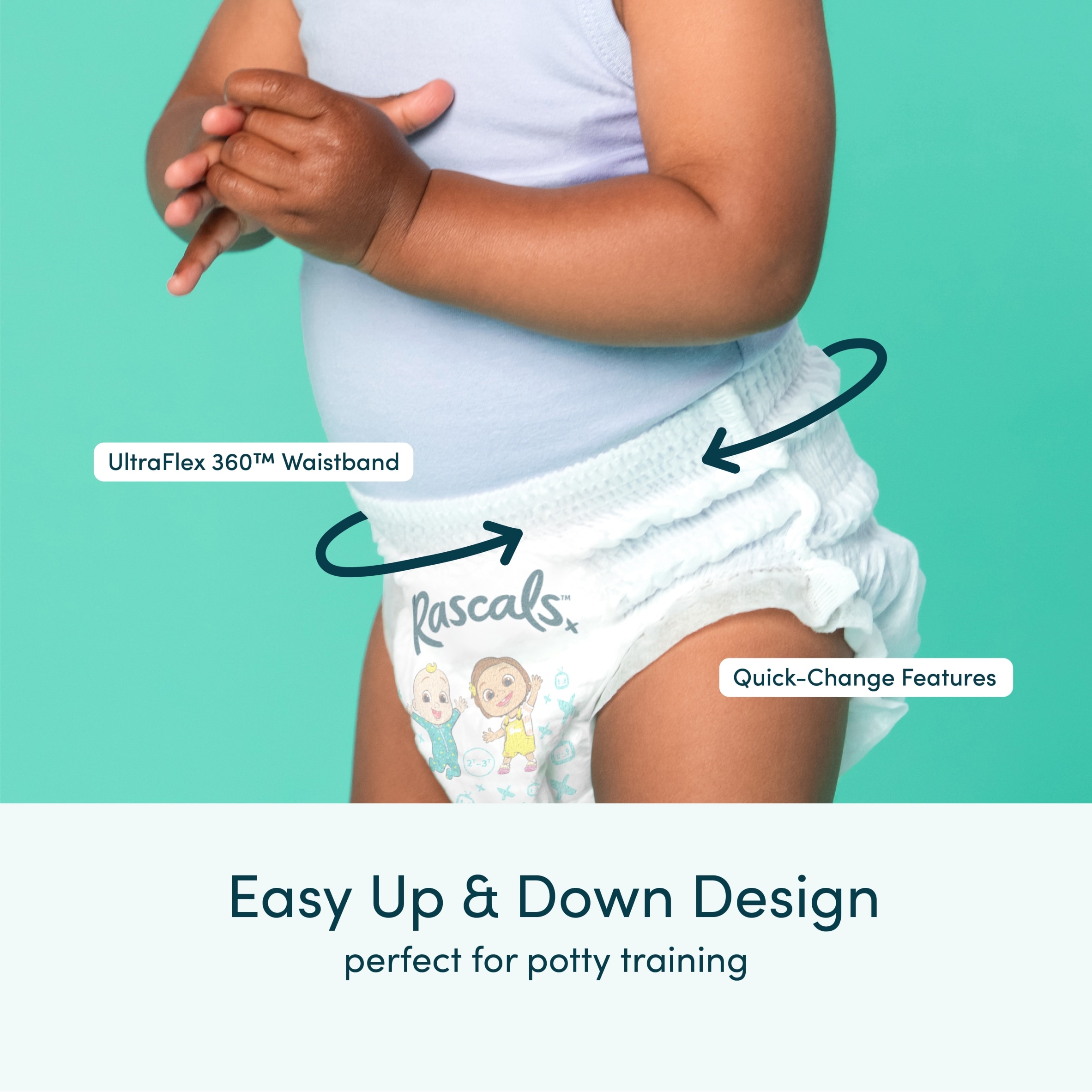 Rascals Premium CoComelon Nappy Pants, Size 5 | 48 Jumbo Pack thumbnail 3