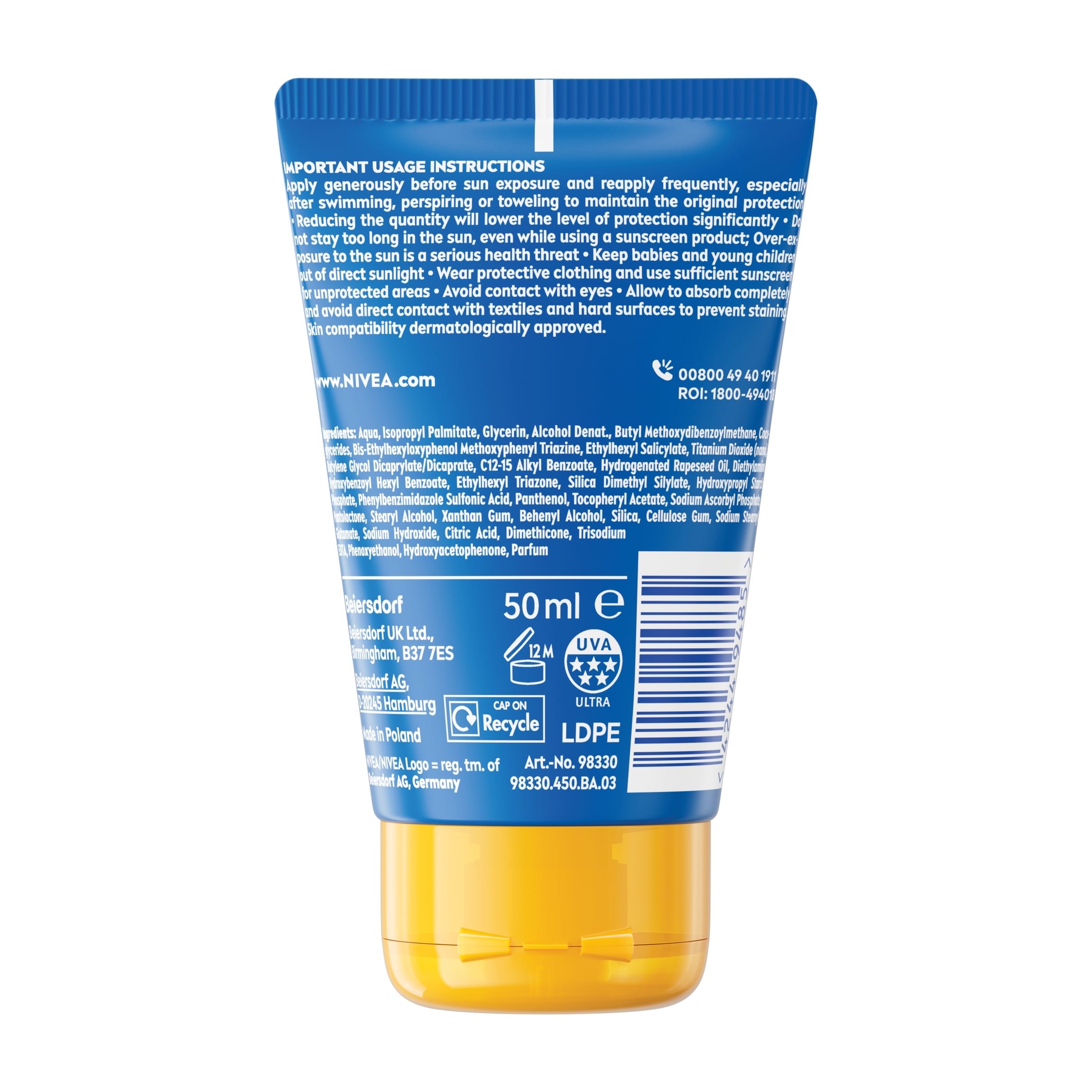 NIVEA SUN Kids Protect & Care Sun Cream Lotion SPF50+ 50ml thumbnail 3