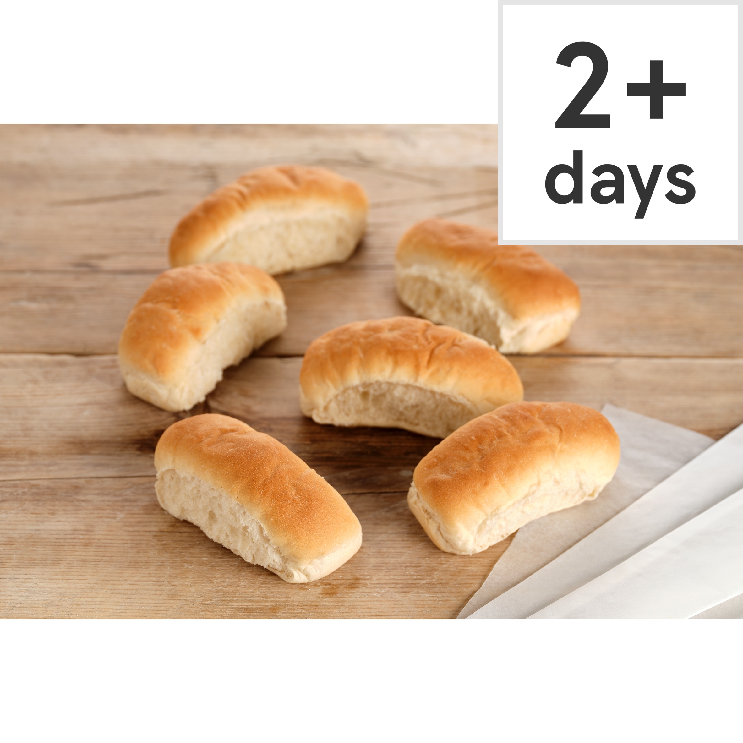Tesco White Finger Rolls 6 Pack