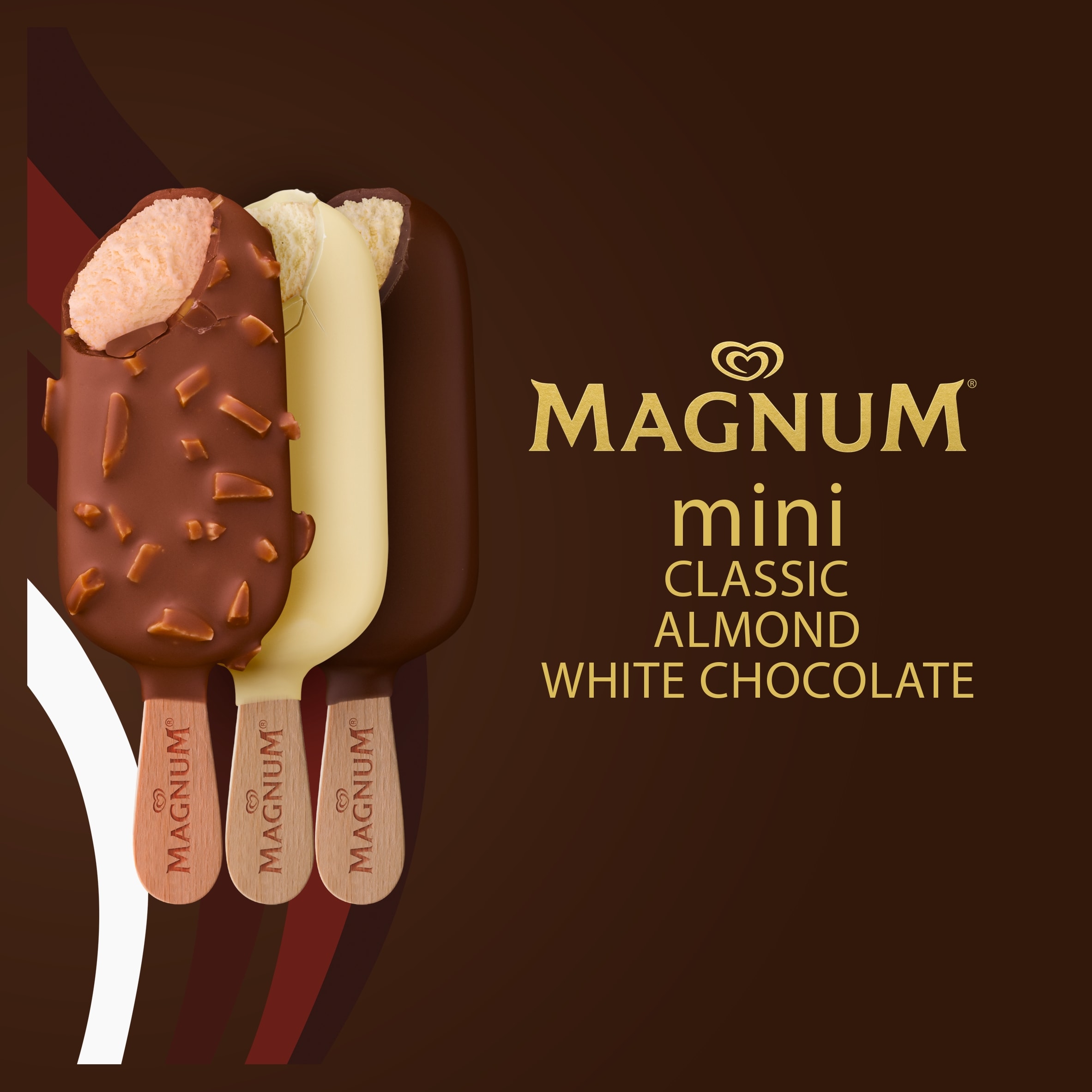 Magnum Mini Classic, Almond & White Chocolate Ice Cream sticks 10x55ml thumbnail 2