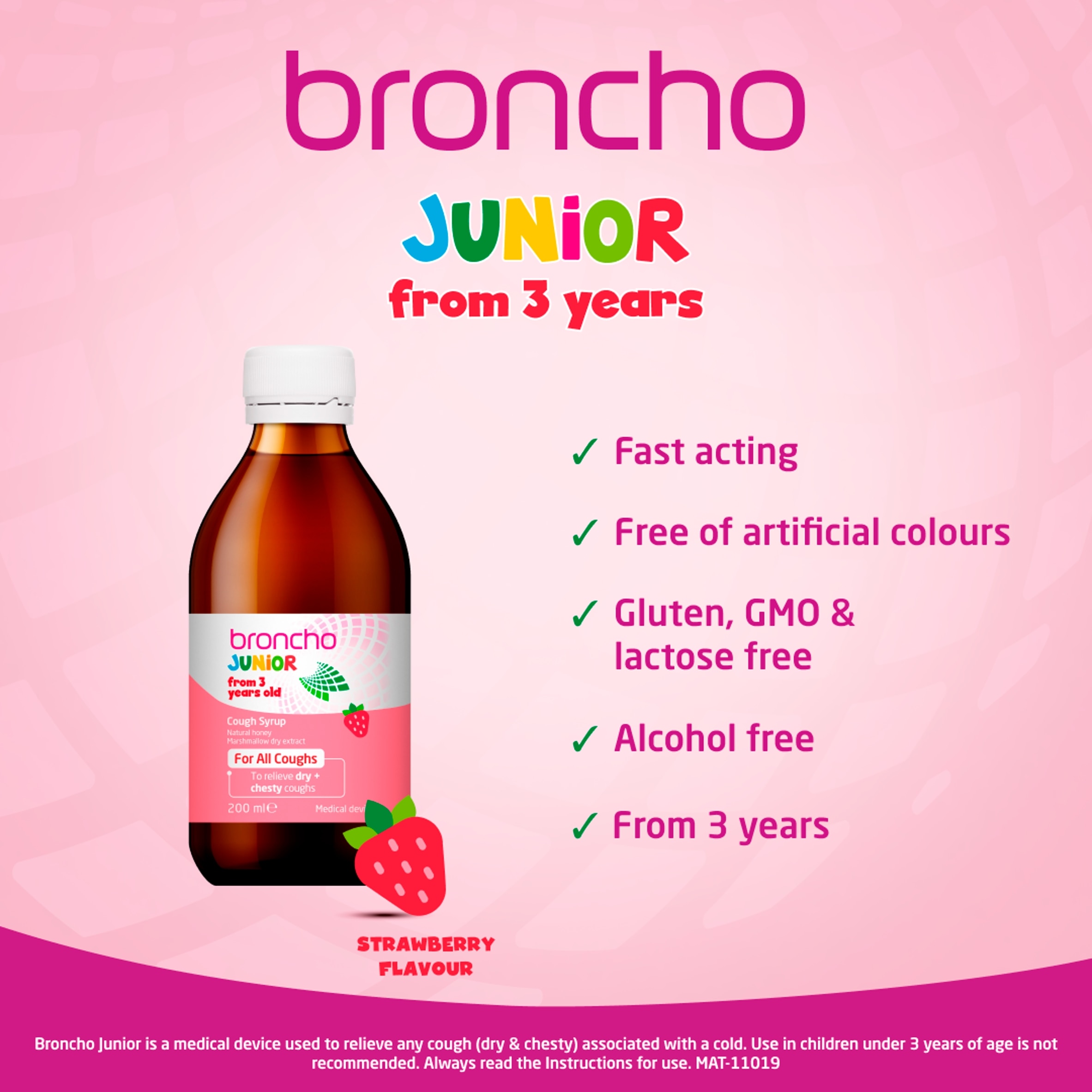 Broncho Junior Cough Syrup From 3 Years Old 120ml thumbnail 2