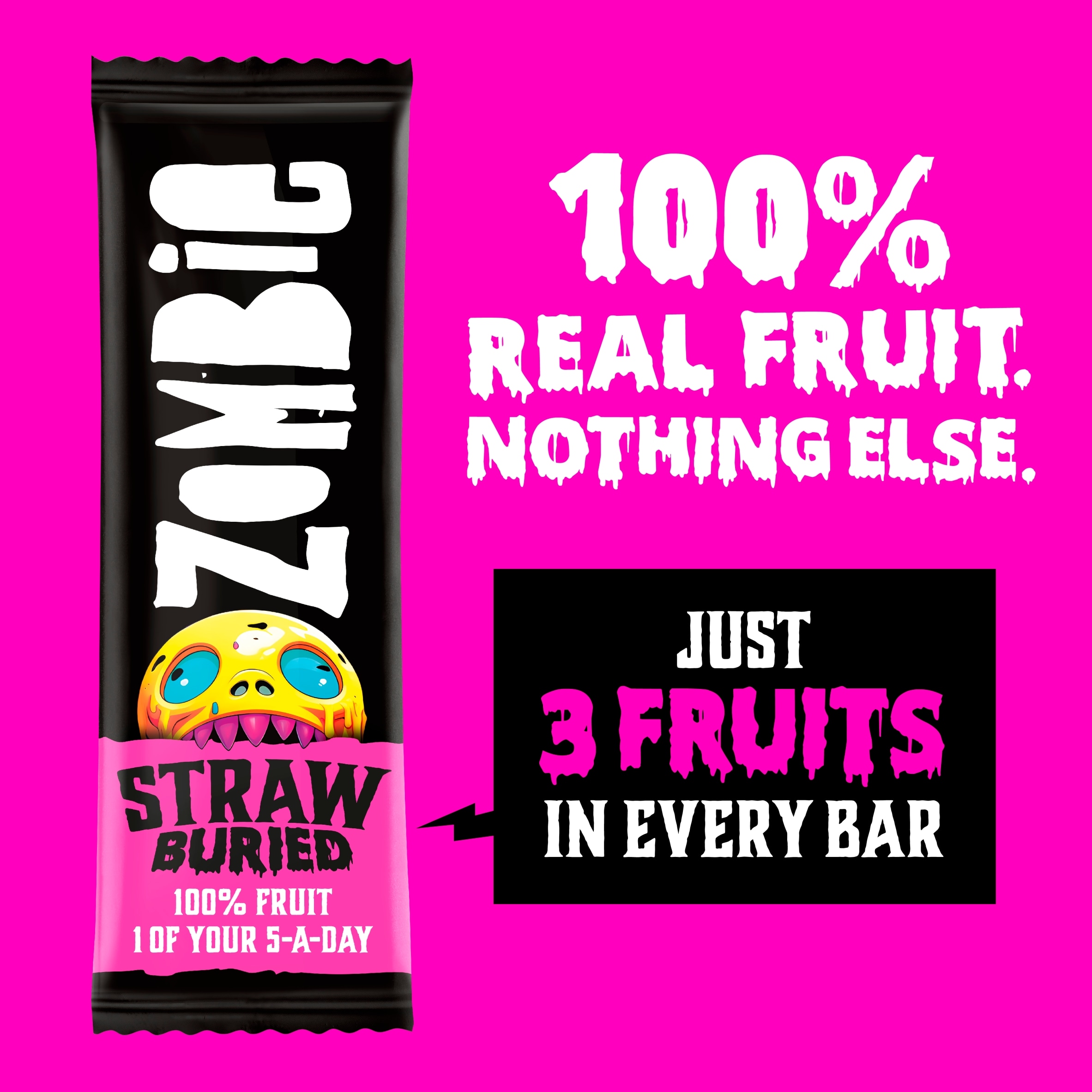 Zombie Strawberry Fruit Snack Bar Multipack 4x25g thumbnail 2