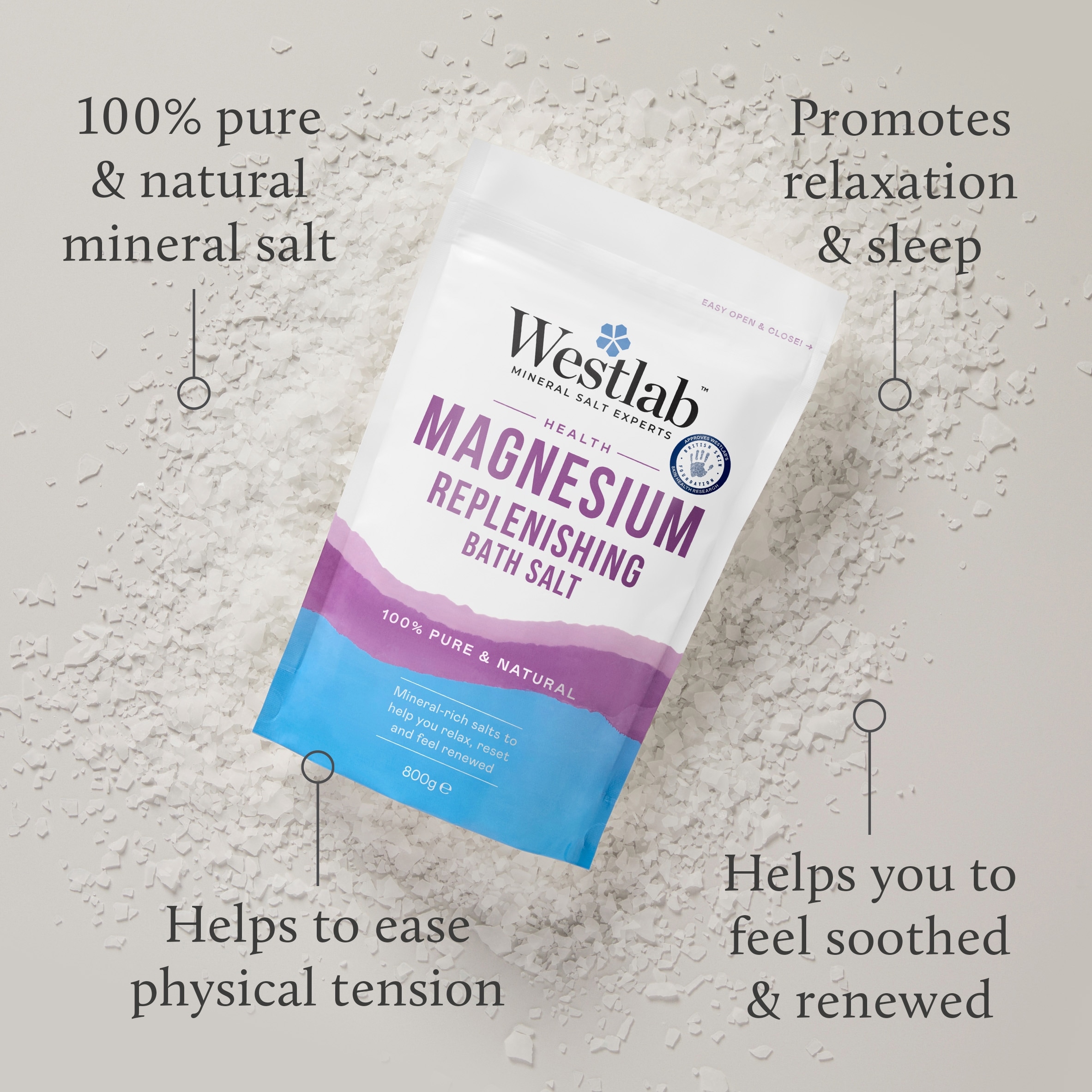 Westlab 100% Pure Magnesium Flakes Bath Soak 800g thumbnail 2