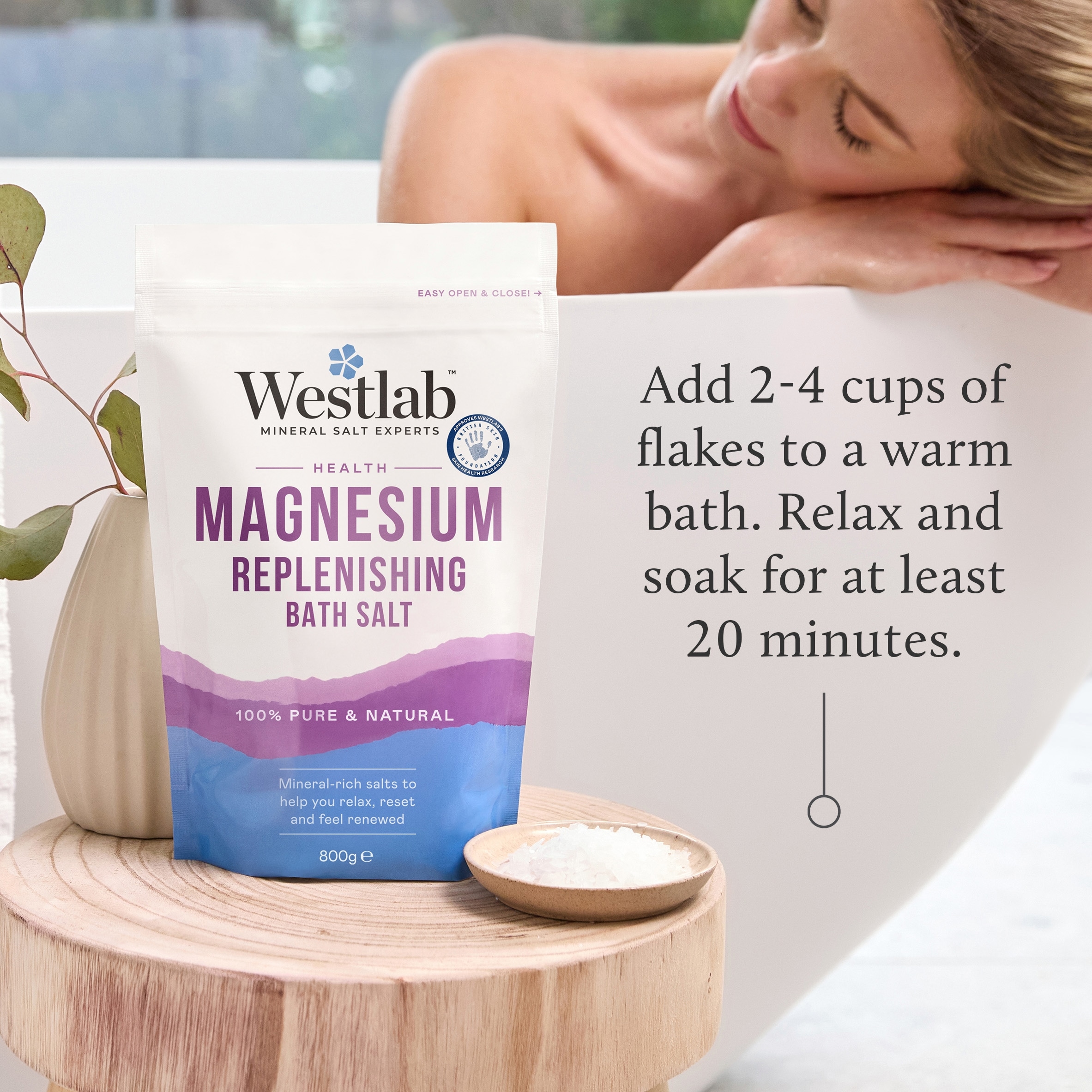 Westlab 100% Pure Magnesium Flakes Bath Soak 800g thumbnail 4