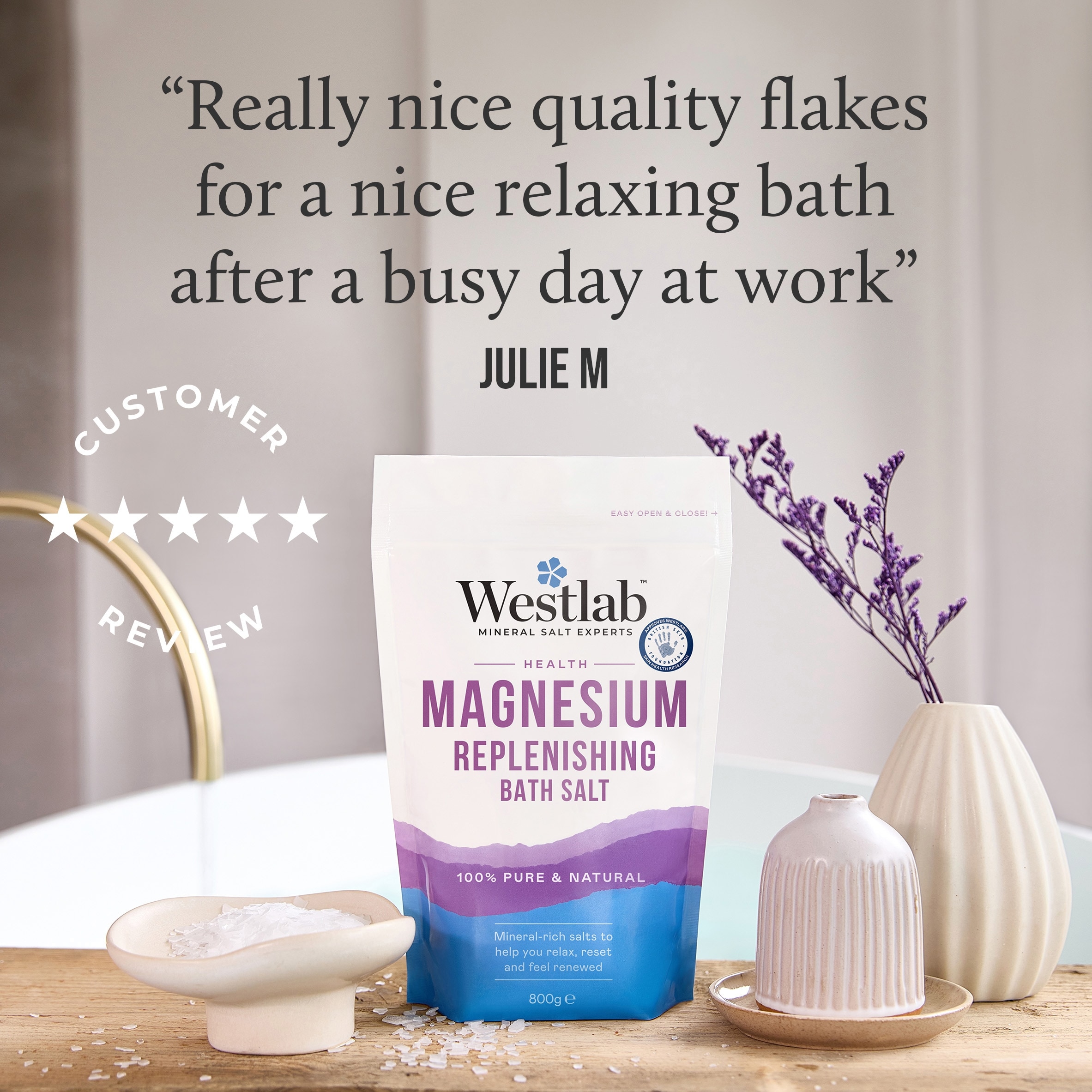 Westlab 100% Pure Magnesium Flakes Bath Soak 800g thumbnail 5