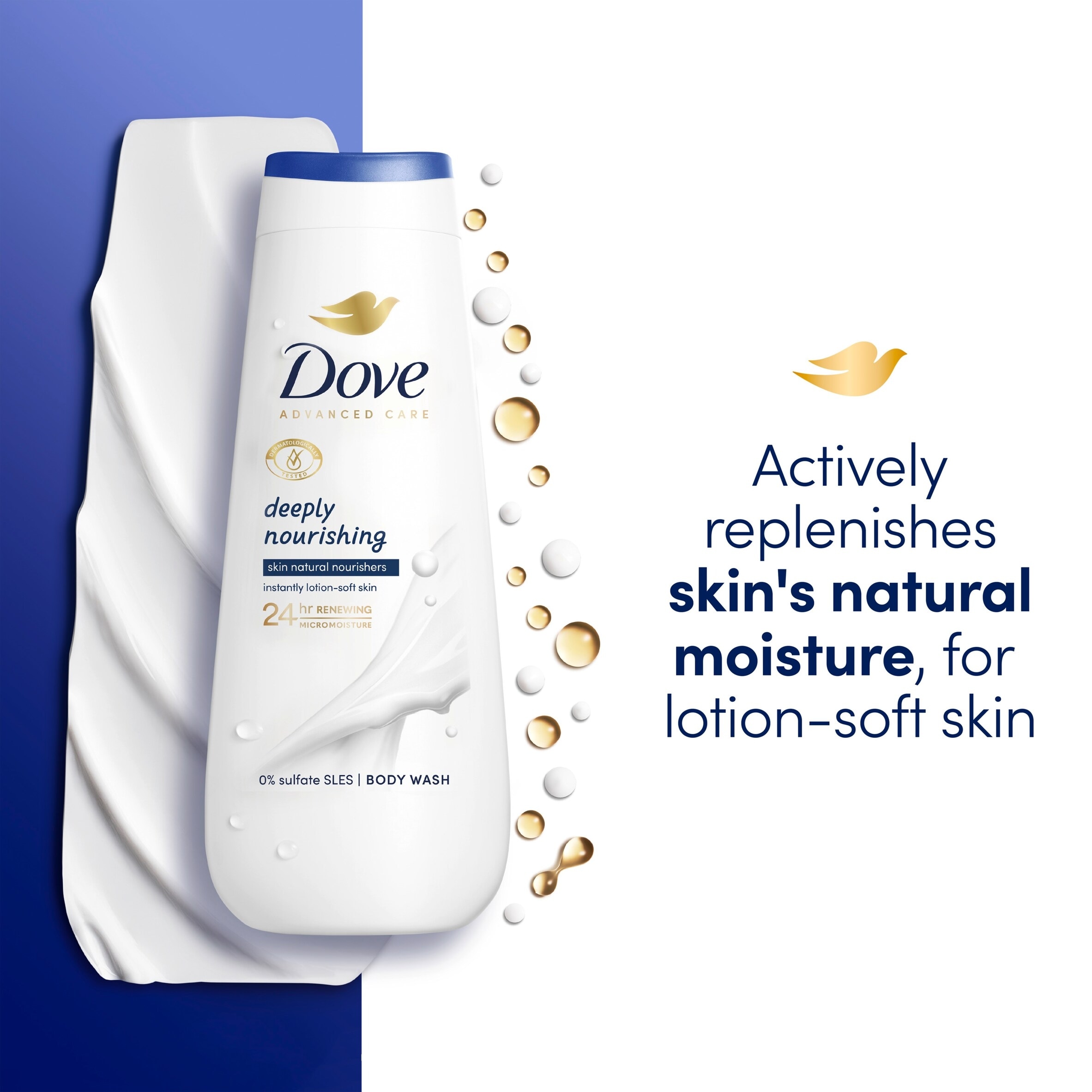 Dove Deeply Nourishing 24hr Moisturisation Advanced Care Body Wash Shower Gel 400ml thumbnail 2