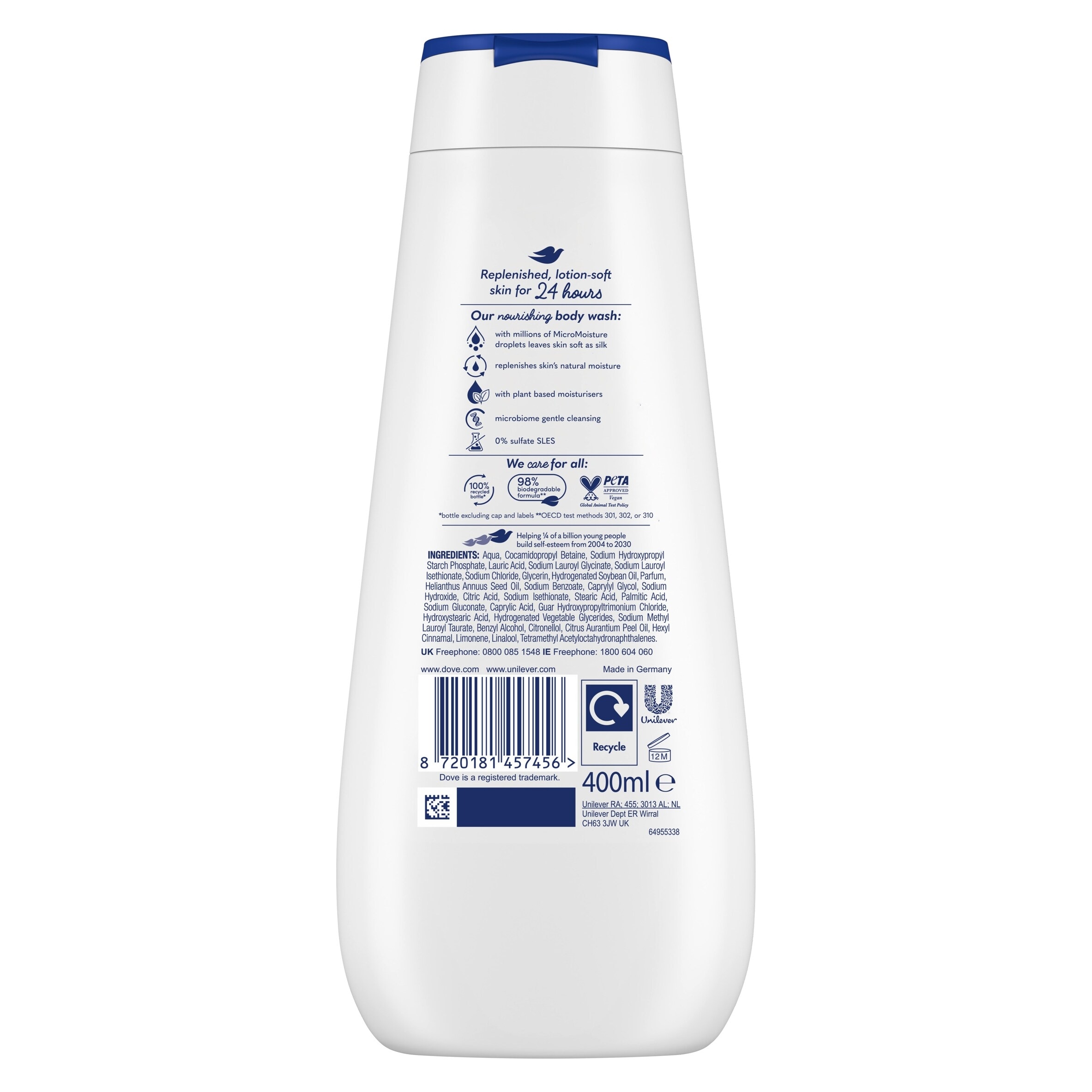 Dove Deeply Nourishing 24hr Moisturisation Advanced Care Body Wash Shower Gel 400ml thumbnail 5