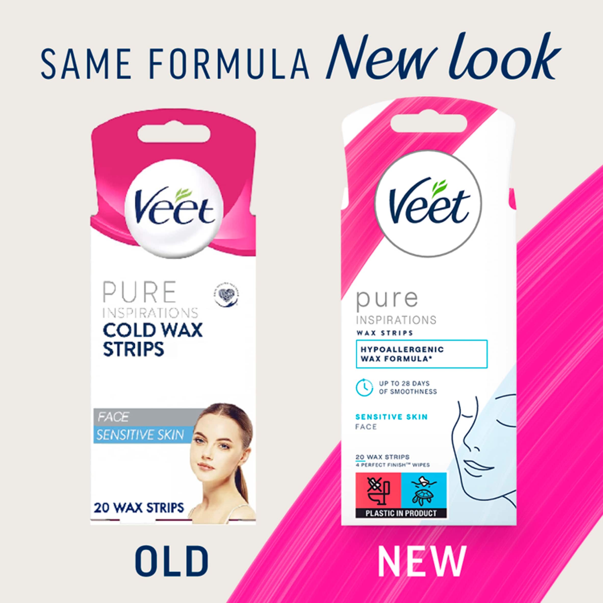 Veet Pure Inspirations Face Wax Strips - Sensitive Skin 20 Pack thumbnail 2
