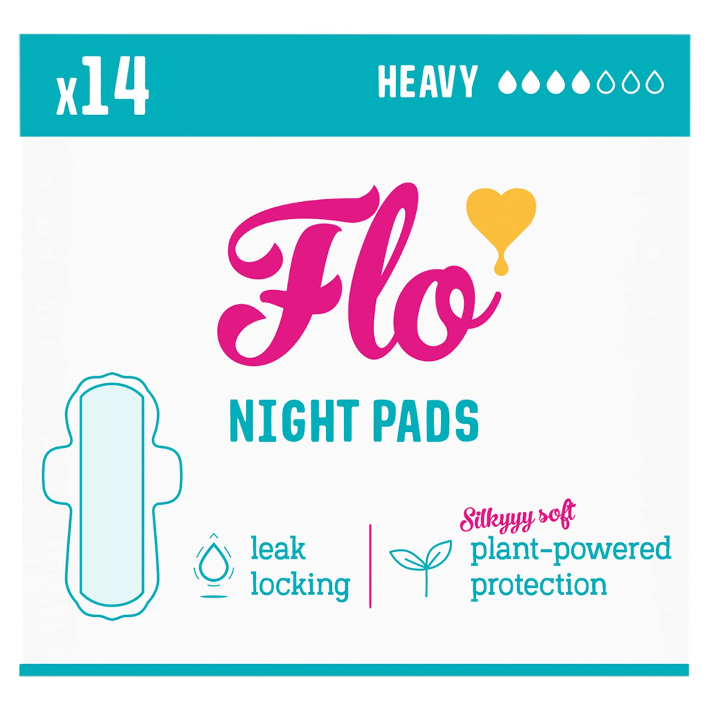 FLO Bamboo Sanitary Night Pads, Winged & Ultra Thin