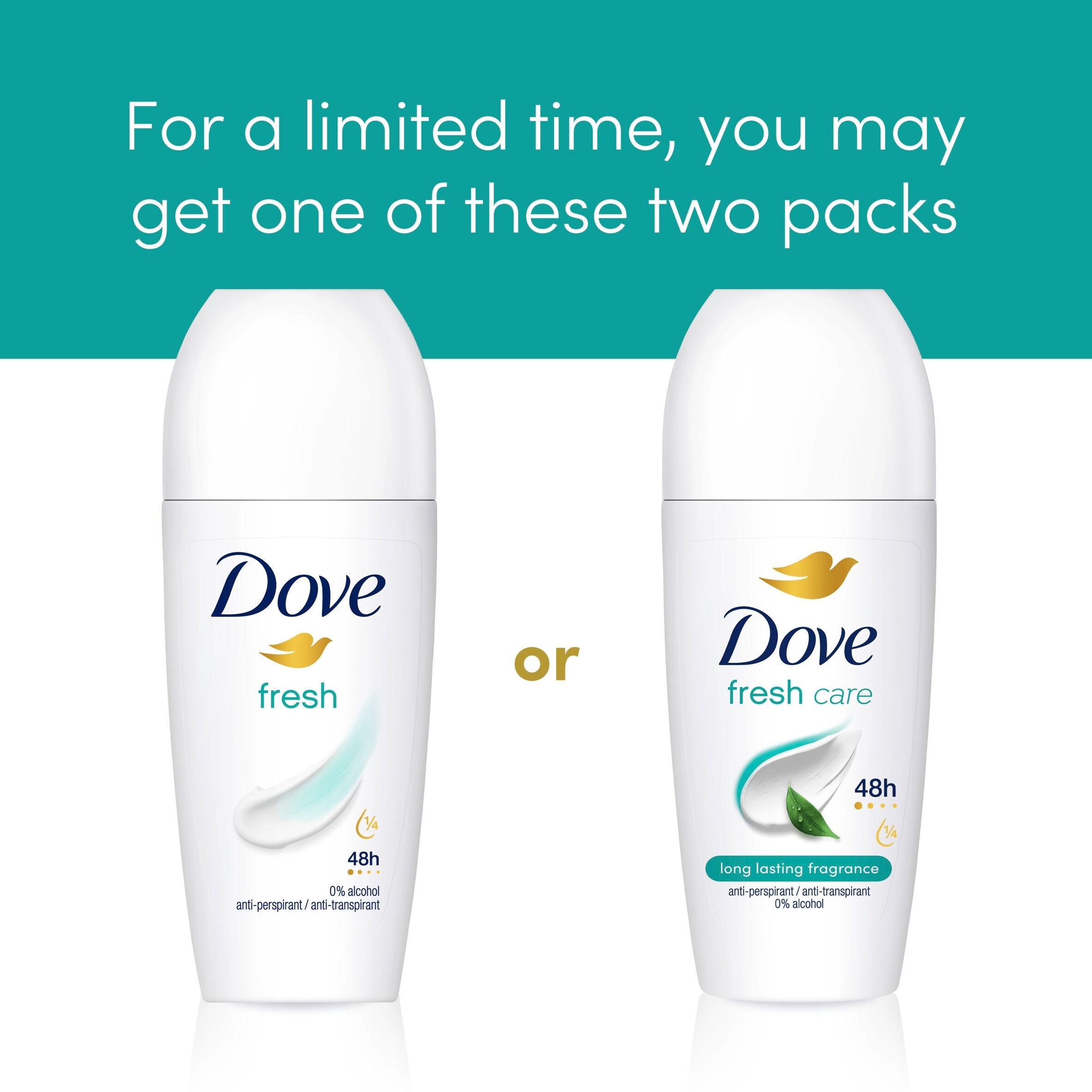 Dove 48h Fresh Antiperspirant Deodorant Roll On 50ml thumbnail 5