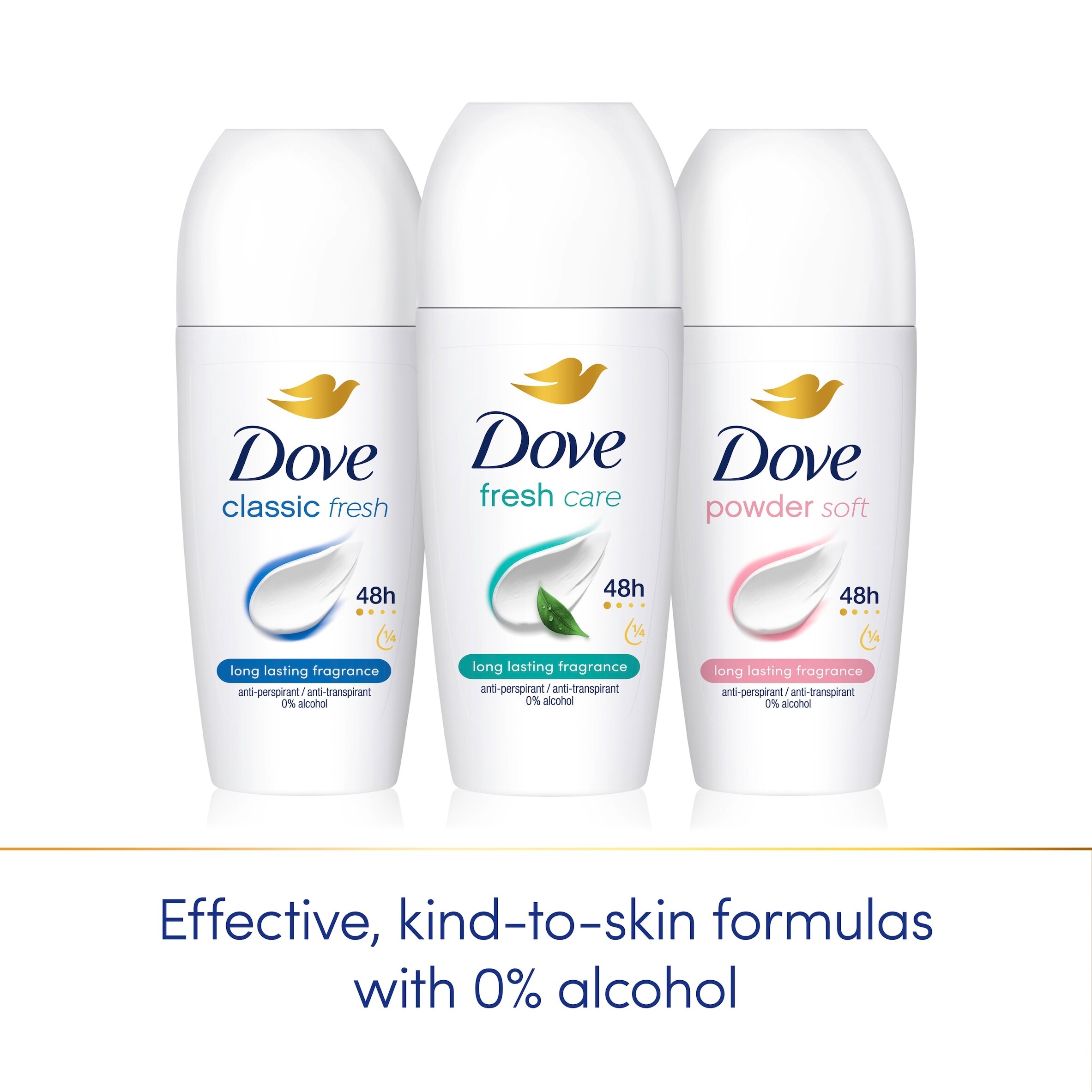Dove 48h Classic Antiperspirant Deodorant Roll On 50ml thumbnail 4