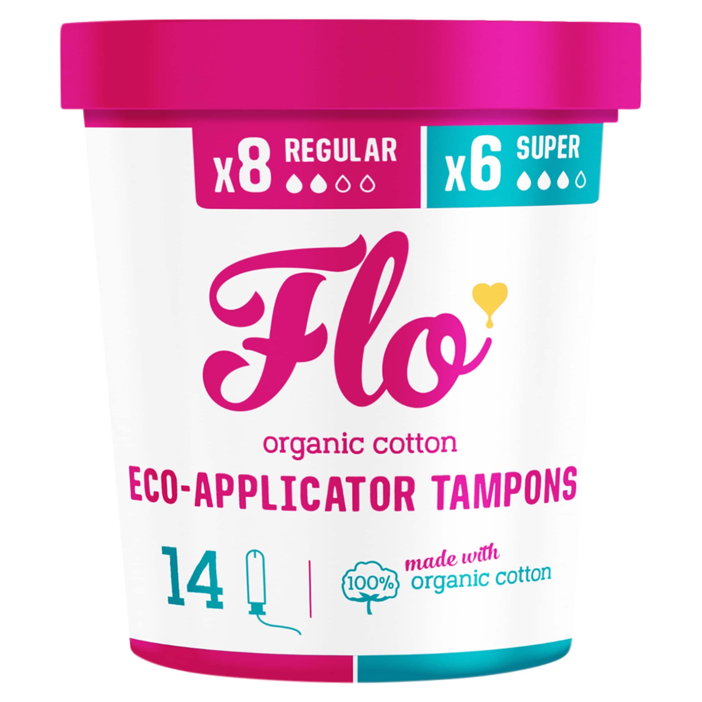 FLO Organic Applicator Tampons, Regular + Super Combo Pack