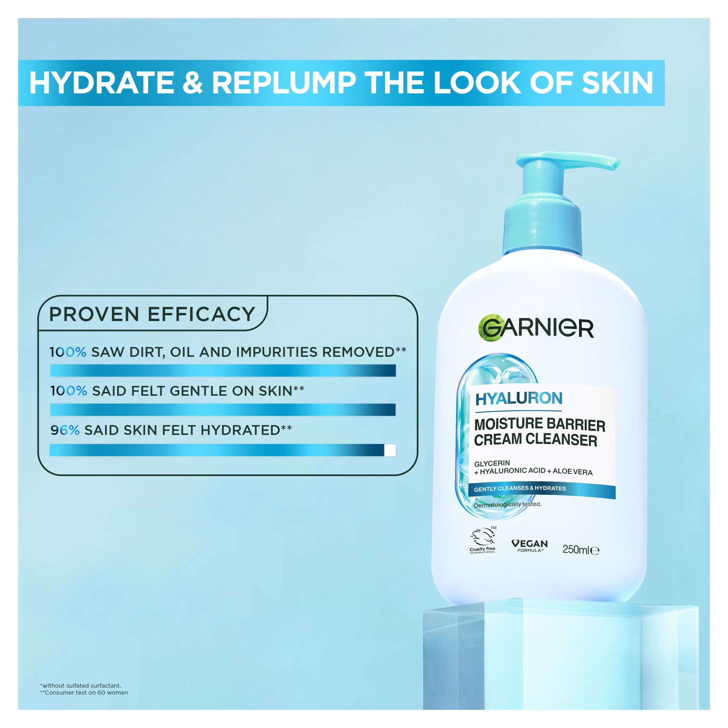 Garnier Skinactive Soothing Aloe Cream Cleanser 250ml thumbnail 2
