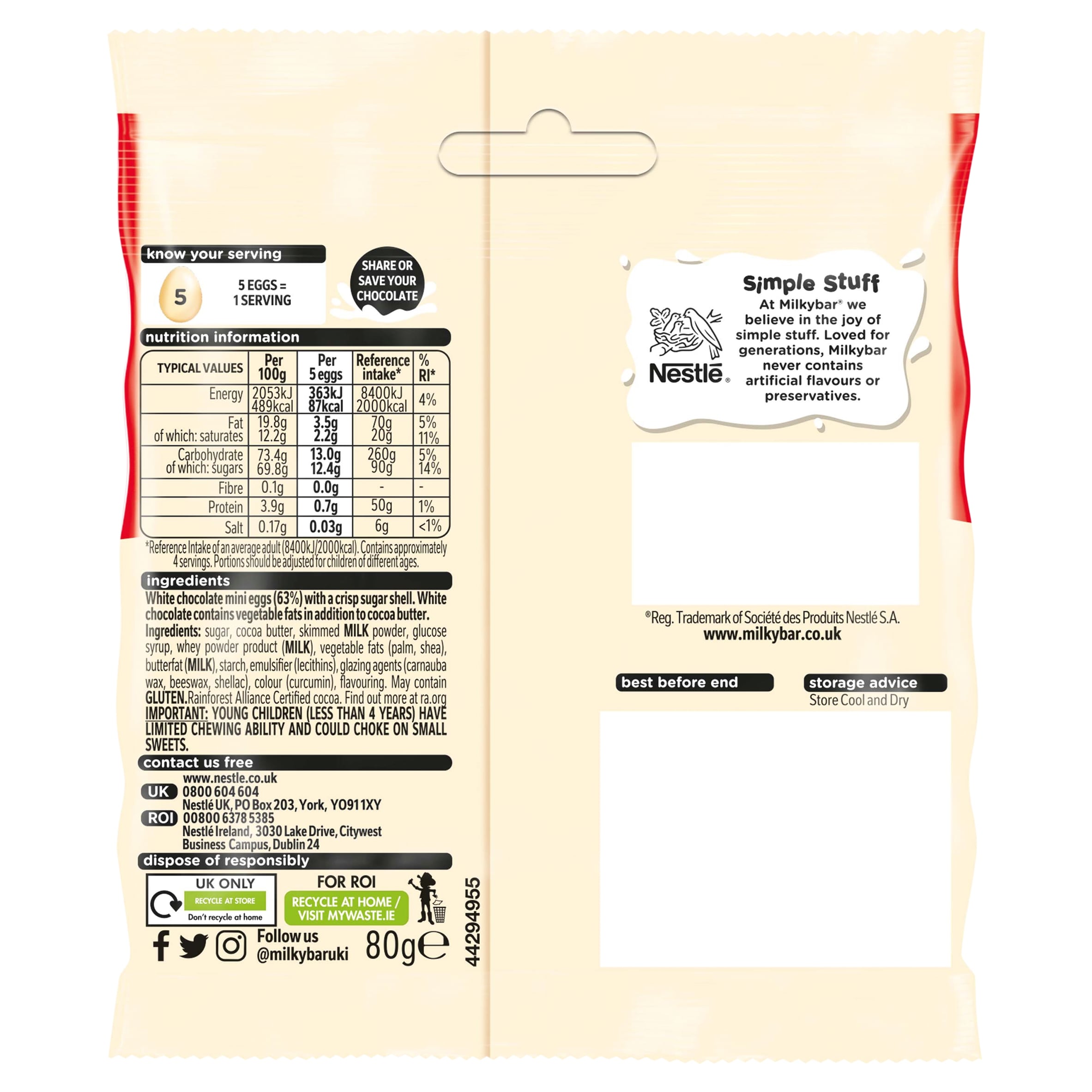 Milkybar White Chocolate Mini Eggs 80G thumbnail 3