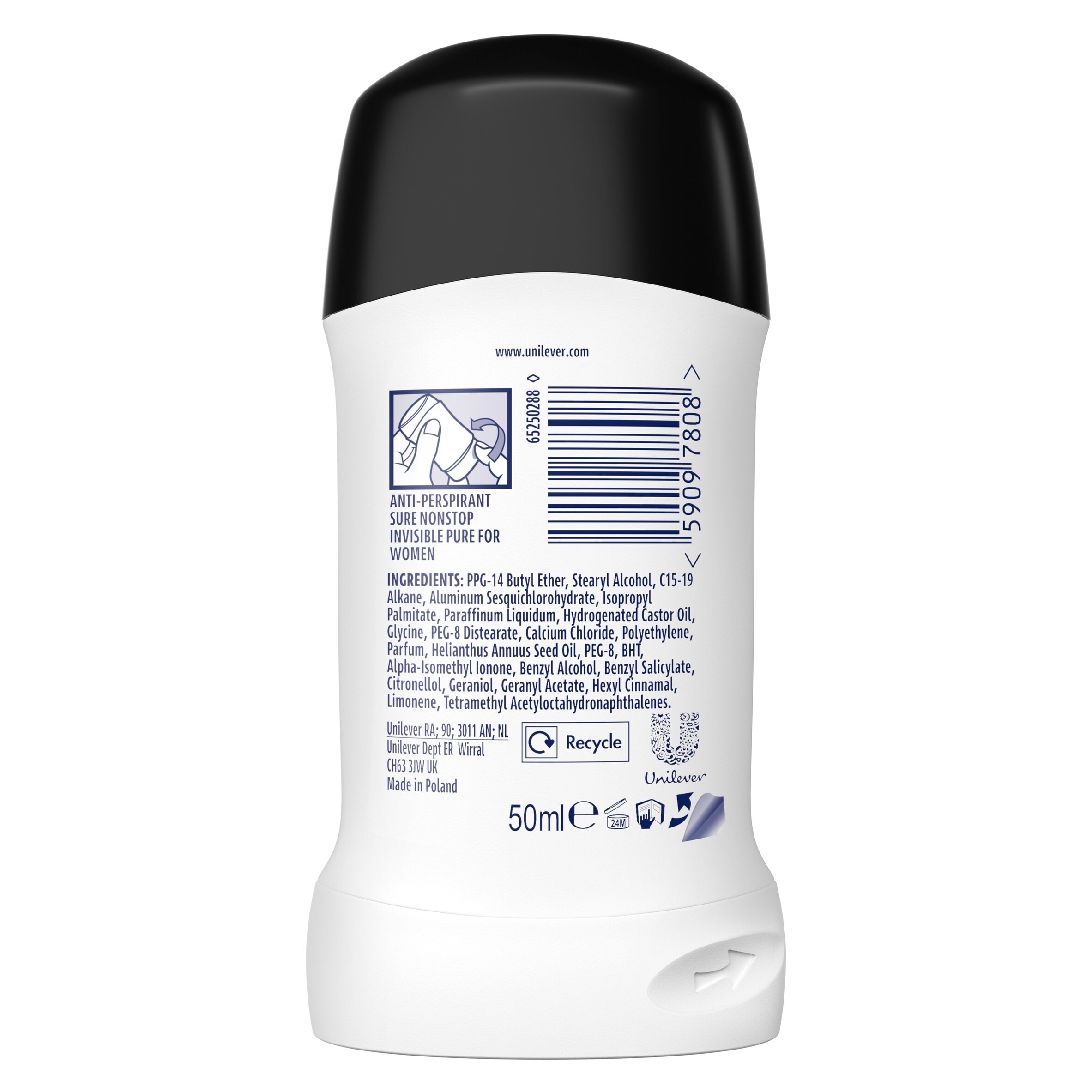 Sure 72h Nonstop Protection Invisible Pure Antiperspirant Deodorant 50ml thumbnail 2