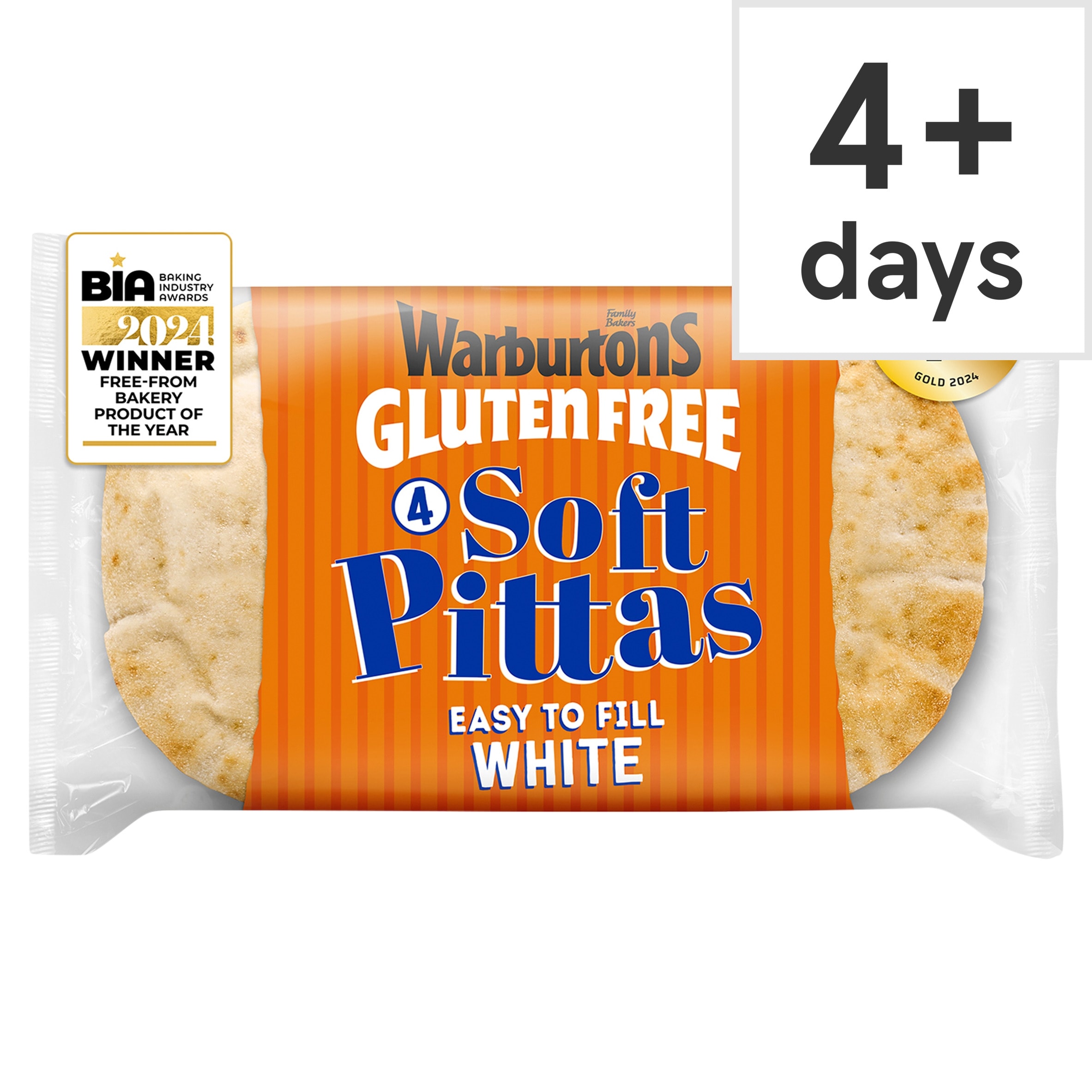 Warburtons GF 4 Soft White Pittas