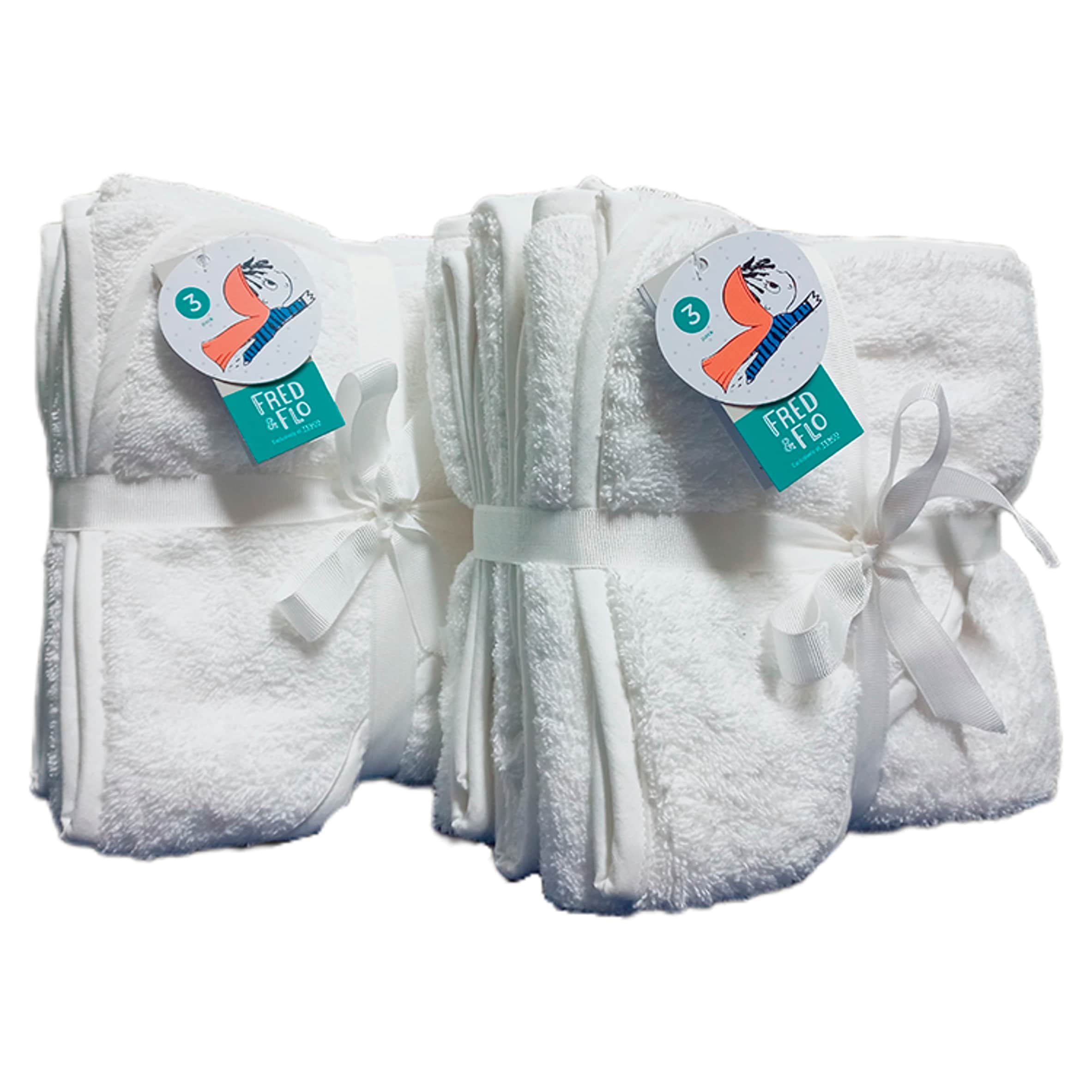 Fred & Flo White Hooded Towels 3 Pack