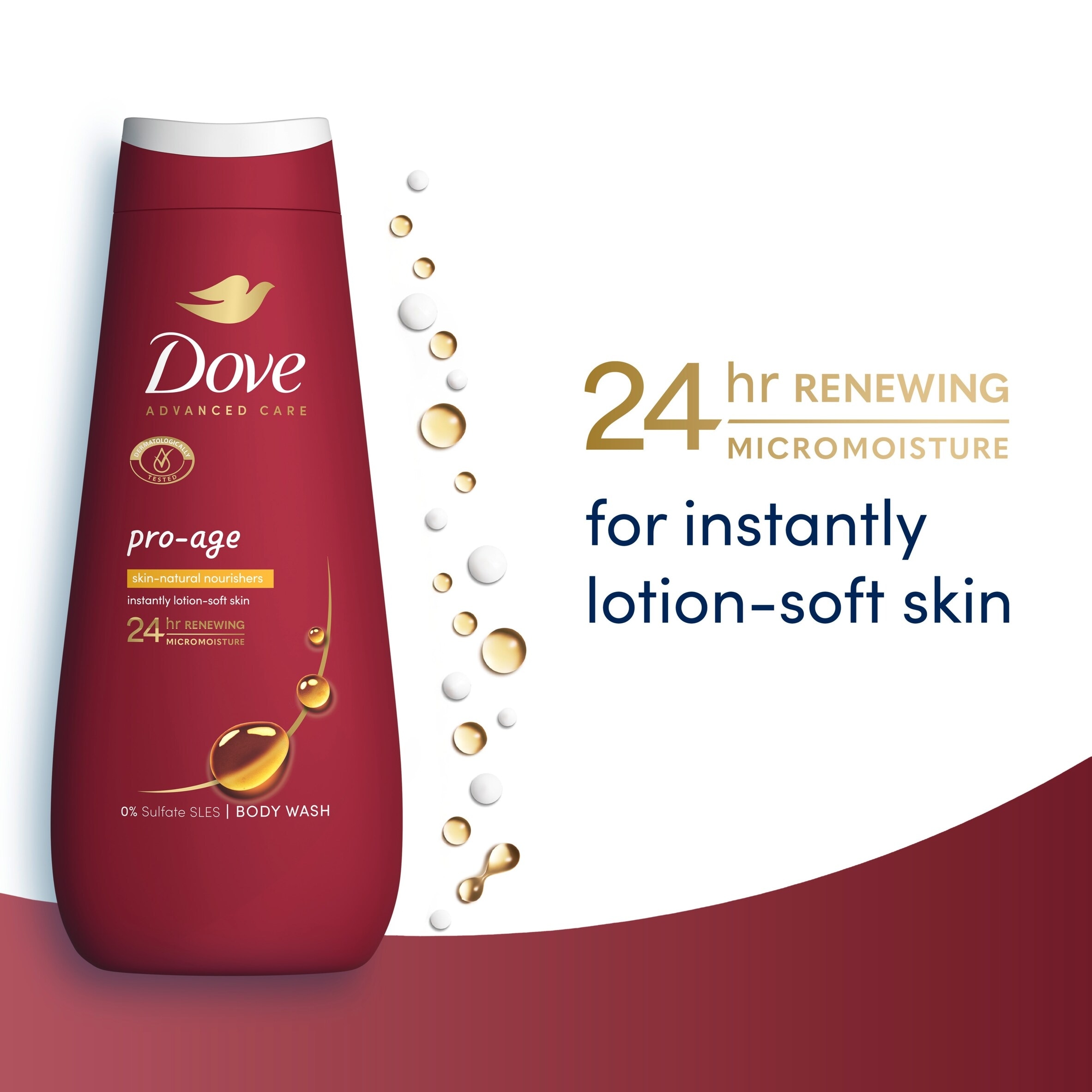 Dove Pro-Age 24hr Moisturisation Advanced Care Body Wash Shower Gel 400ml thumbnail 3