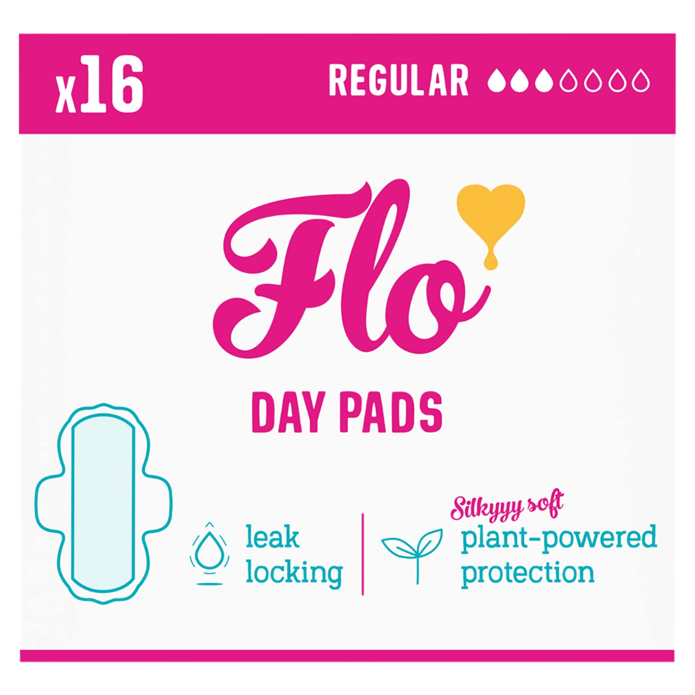 FLO Bamboo Sanitary Day Pads, Winged & Ultra Thin