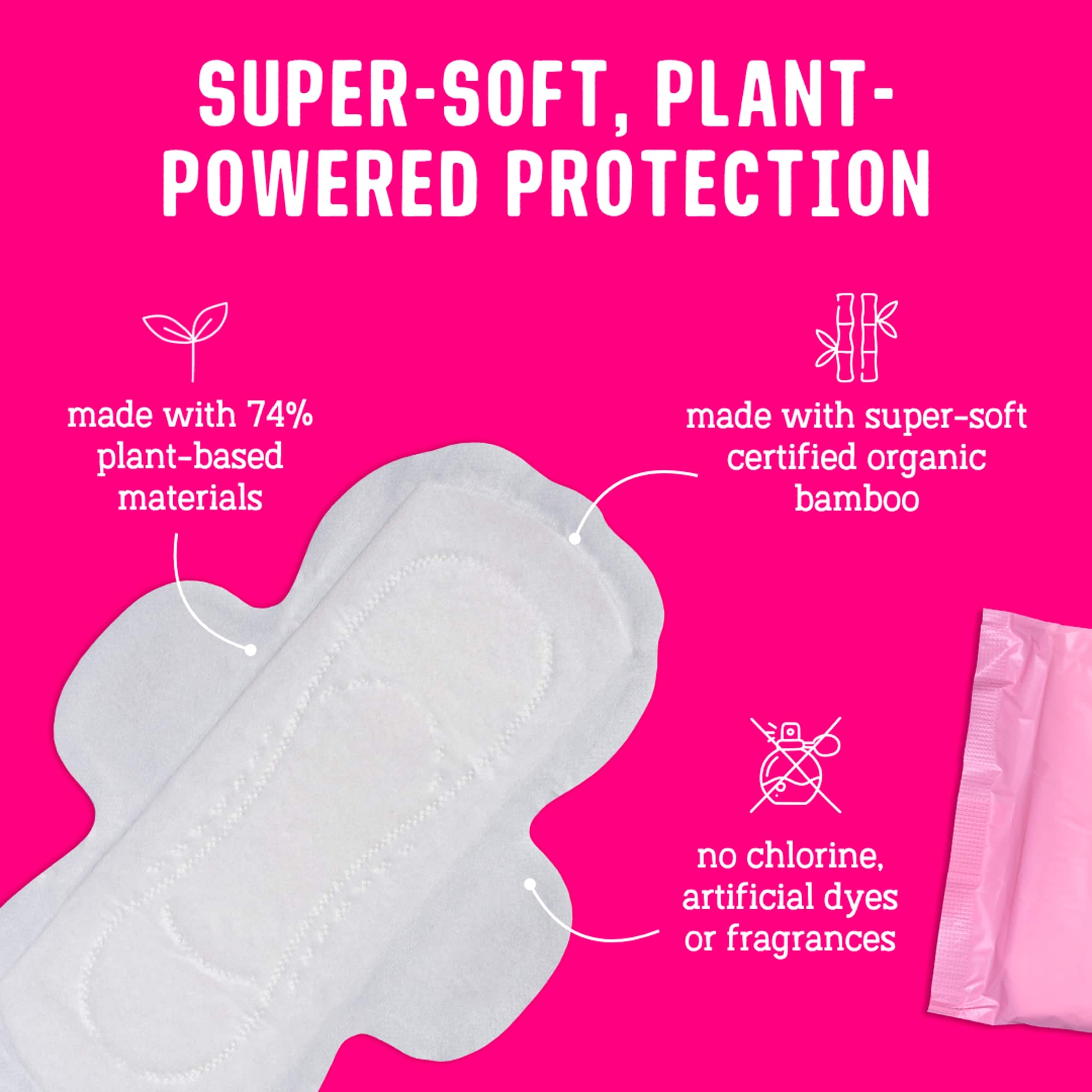 Flo Bamboo Day Period Pads with Wings 16 Pads thumbnail 2