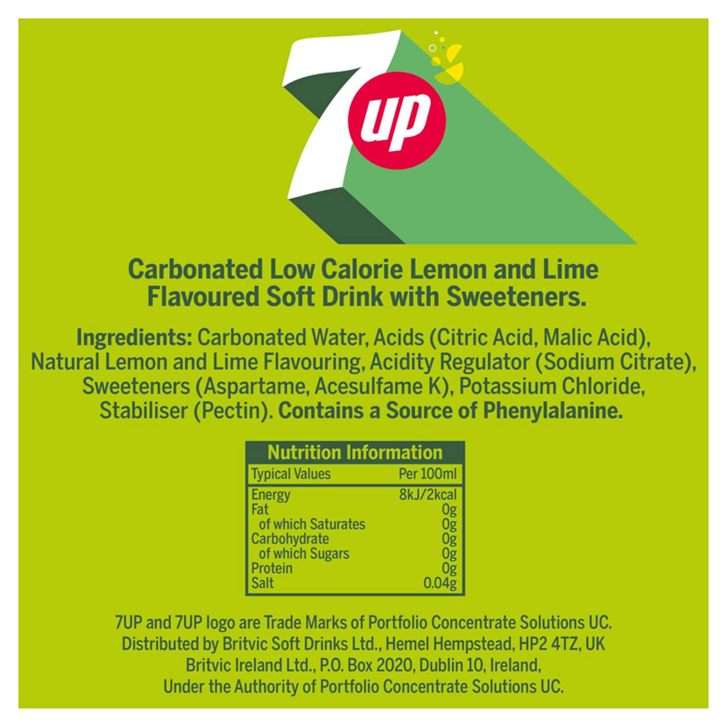 7 Up Zero Sugar Lemon & Lime Soft Drink 330ml thumbnail 2