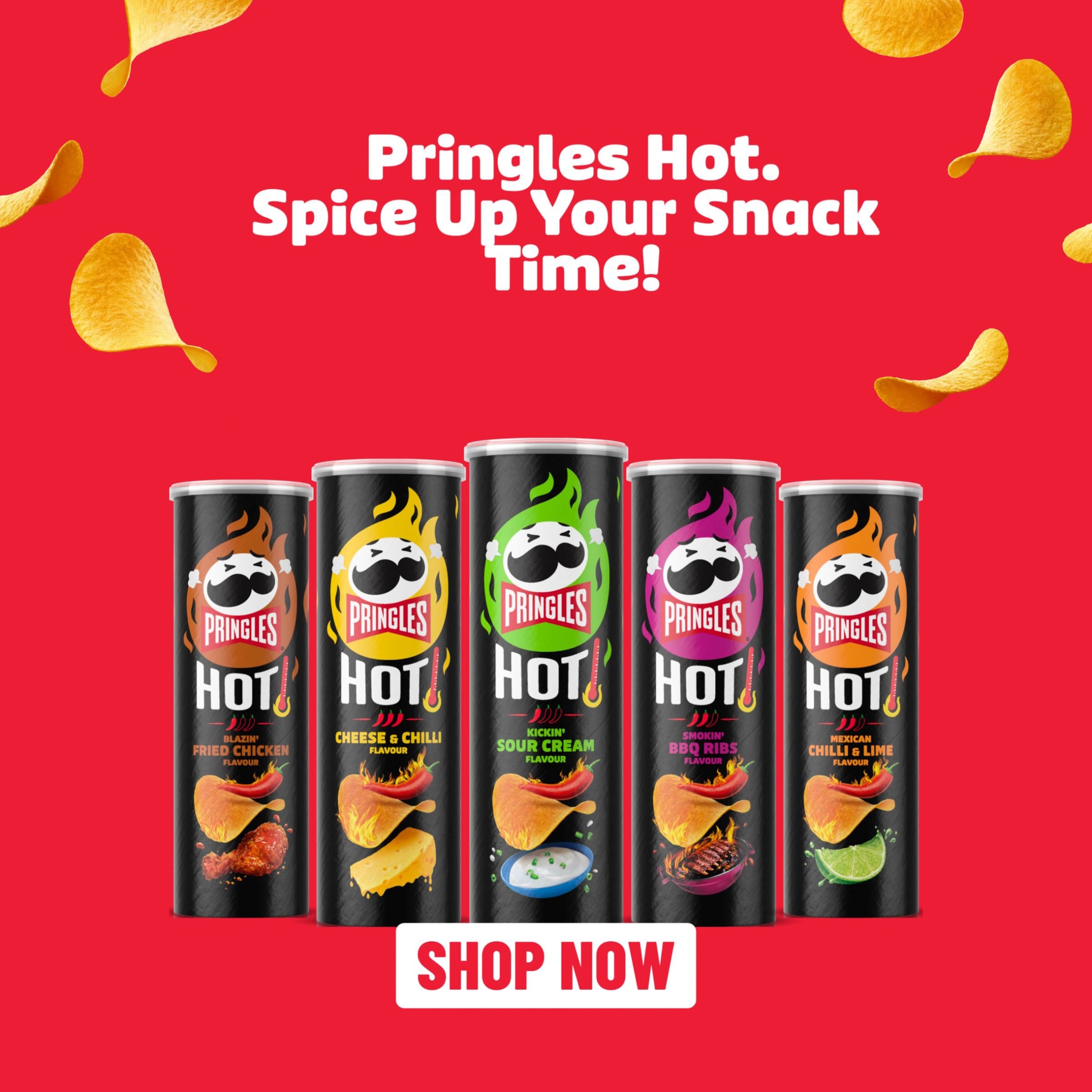 Pringles Hot Kickin' Sour Cream Flavour Crisps 160g thumbnail 3