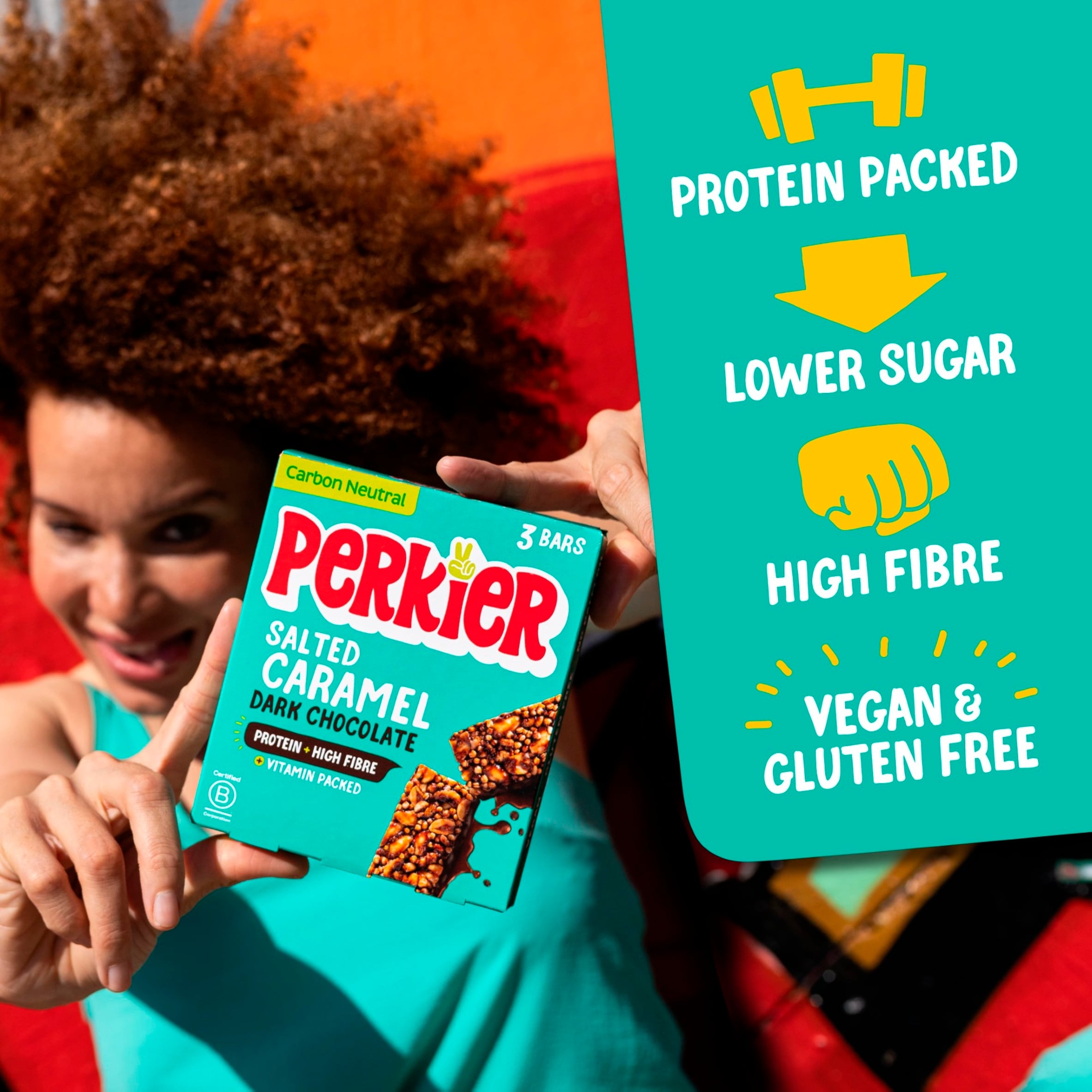 Perkier Protein Bars - Salted Caramel Dark Chocolate 3 Pack 37g thumbnail 3