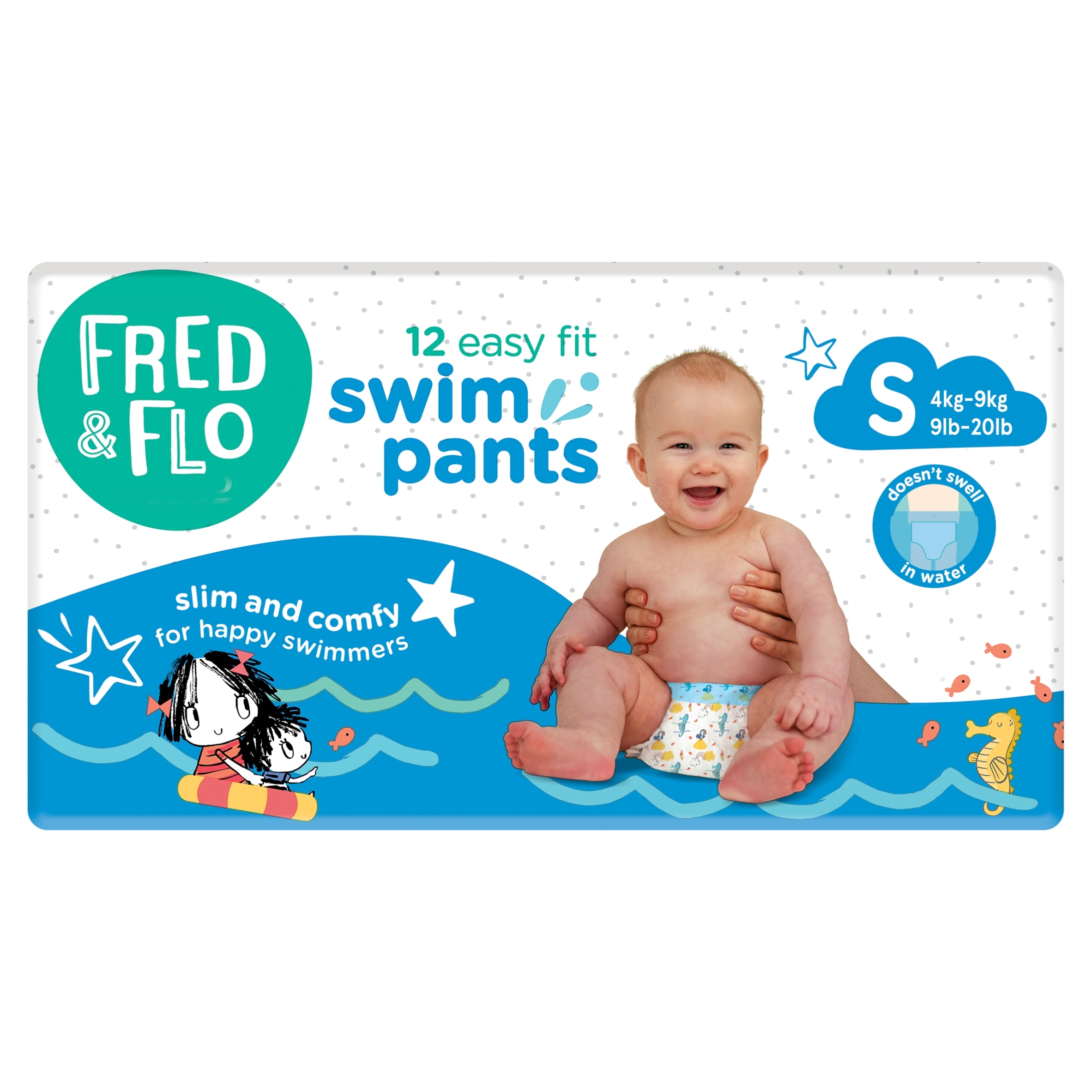 Fred & Flo Easy Fit Swim Pants Small 12 Pack