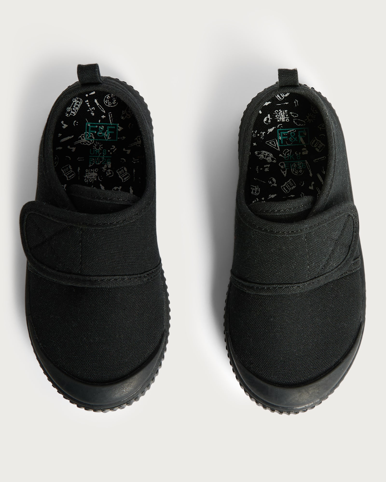 F&F School Boys Canvas Touch Fastening Plimsols in Black thumbnail 2