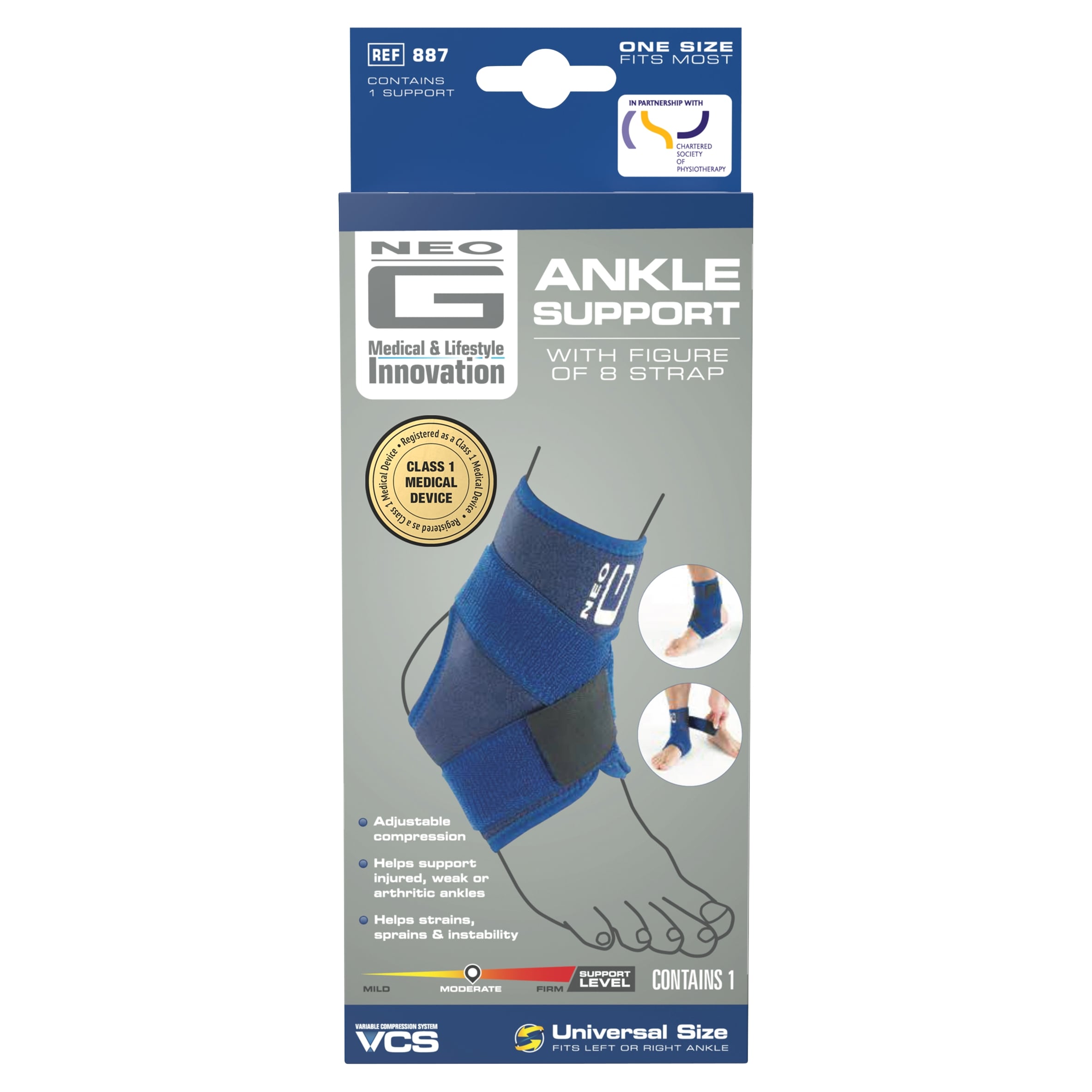 Neo G Ankle Support With Figure Of 8 Strap One Size
