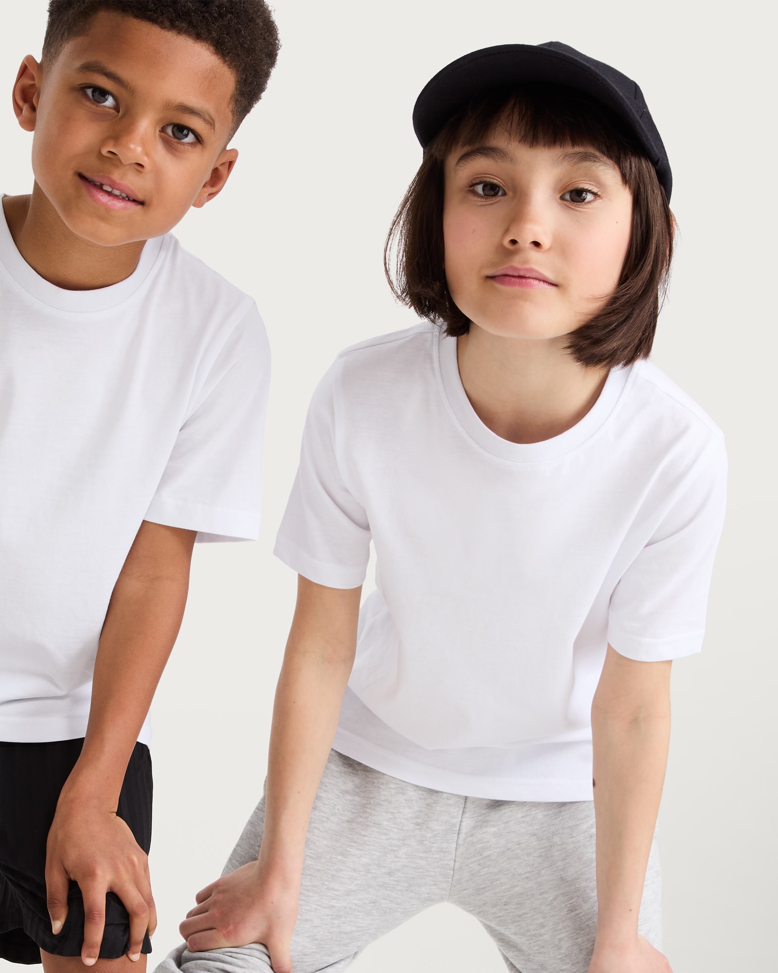 F&F School Unisex 2-Pack Pure Cotton Crew Neck T-Shirts in White thumbnail 2