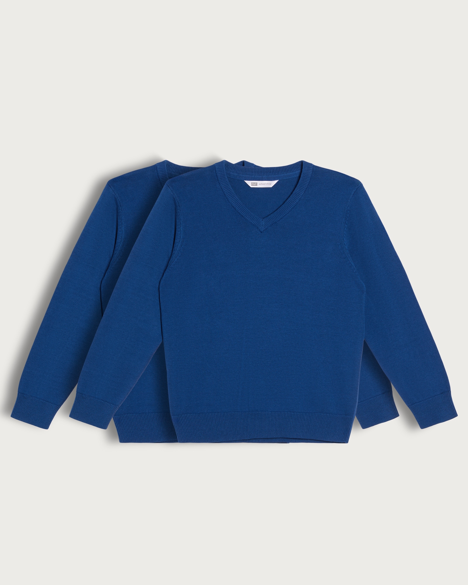 F&F School 2-Pack Pure Cotton V-Neck Jumpers in Blue thumbnail 3